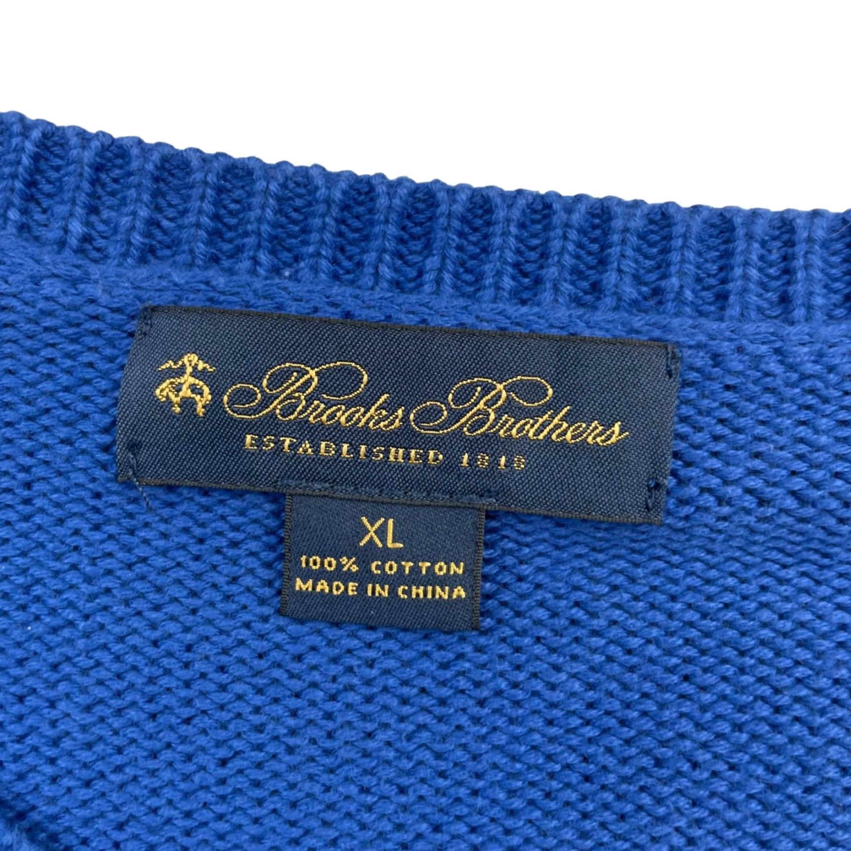 Brooks Brothers Brooks Brothers Men’s Textured Knit Pullover Sweater Blue Argyle XL Crew Neck 100% Cotton Size US XL / EU 56 / 4 - 4 Thumbnail