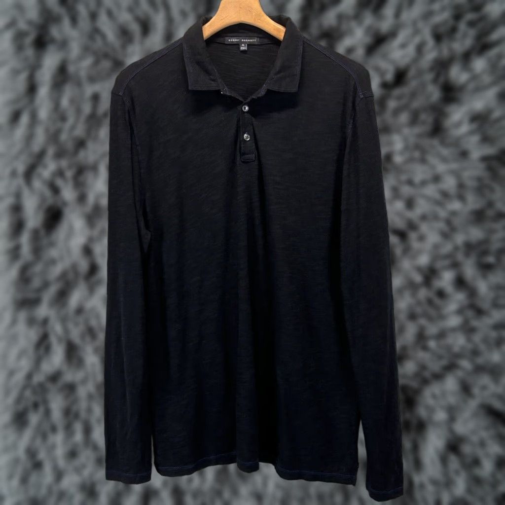 Vintage Rob Barakett Mens Long Sleeve Polo Shirt XL Black Lightweight Cotton Size US XL / EU 56 / 4 - 1 Thumbnail