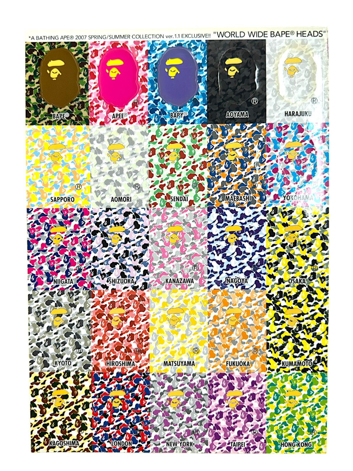 Bape A Bathing Ape 2007 Different Stores Sticker Sheet Brand New Size ONE SIZE - 1 Thumbnail