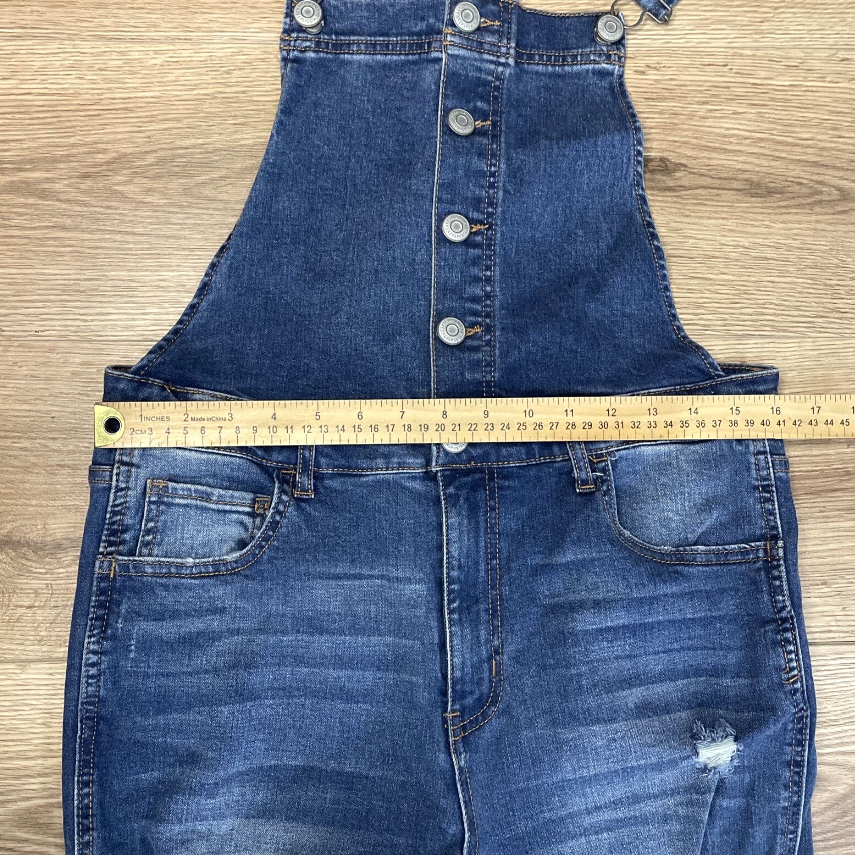 Aeropostale VINTAGE Aeropostale Denim Bib Overalls Womens XL Medium Wash Distressed 80s 90s Festival Bohemian Grunge Size 40" / US 18 - 2 Thumbnail