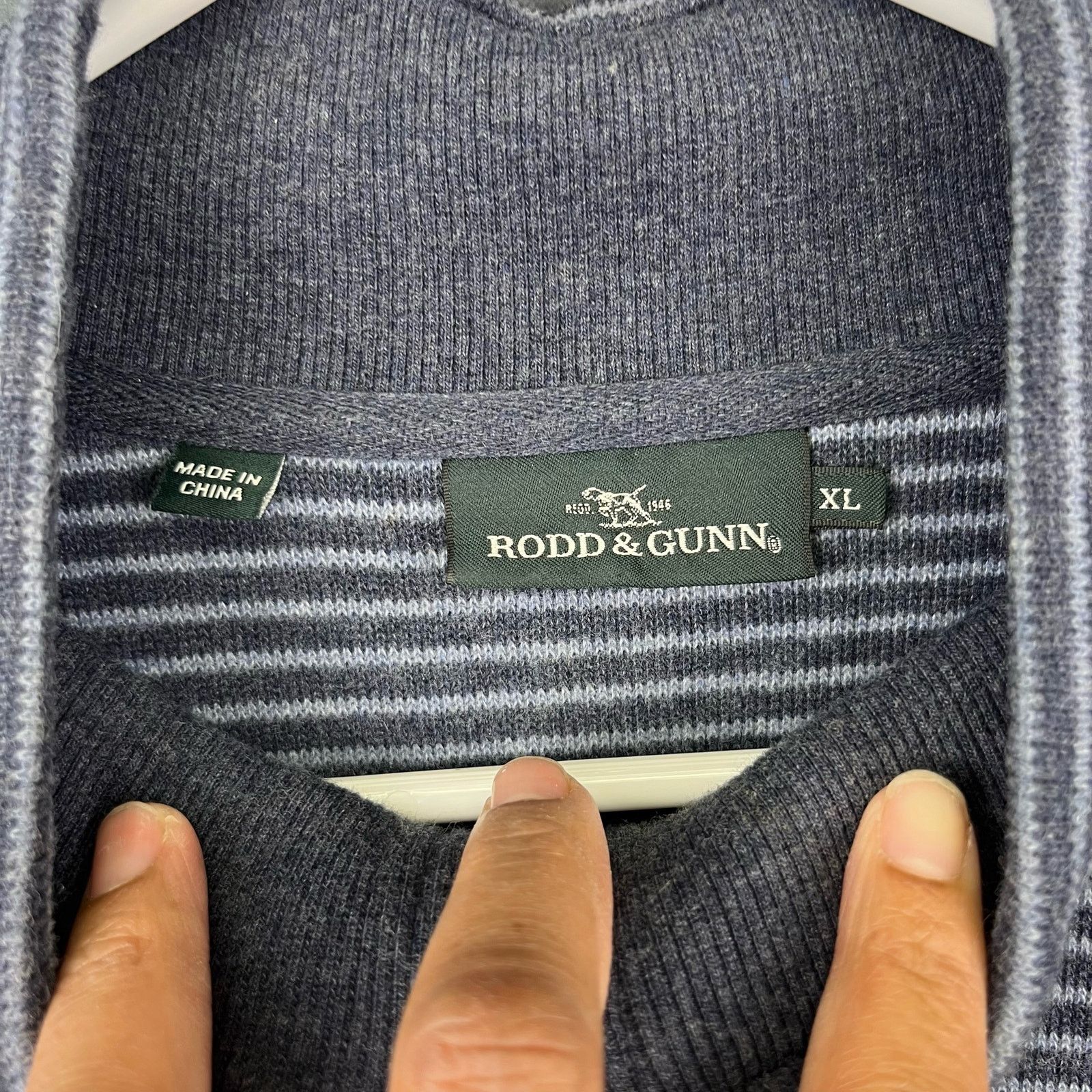 Rodd & Gunn Rodd & Gunn Sweater Blue Striped Quarter Zip Pullover Casual Size US XL / EU 56 / 4 - 5 Thumbnail