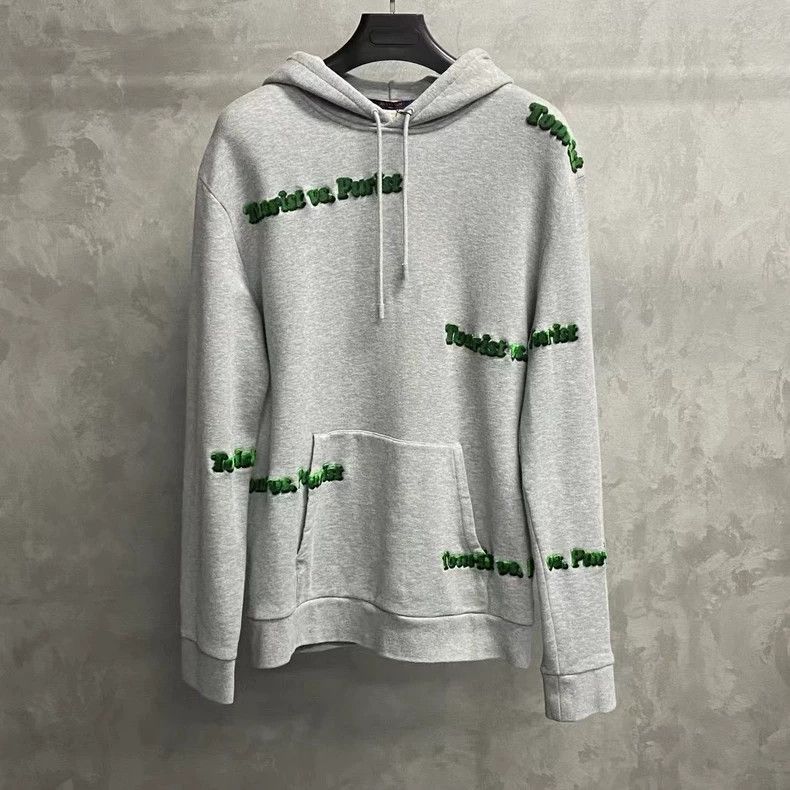 Louis Vuitton Louis Vuitton Grey-green flocked logo hoodie Size US XXL / EU 58 / 5 - 1 Thumbnail