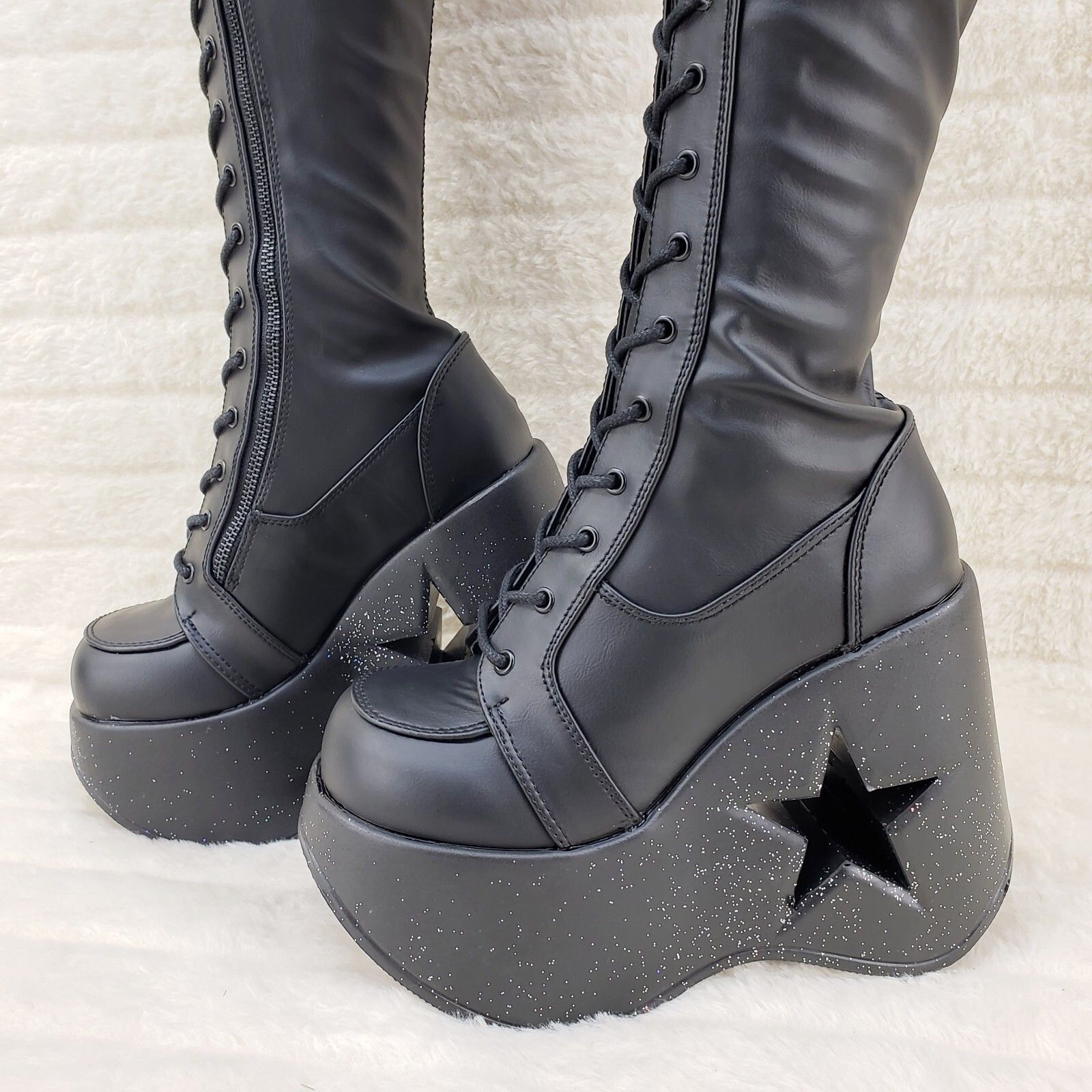 Other Dynamite 300 Platform 5" Star Heel Stretch Goth Punk Thigh B Size US 12 / IT 42 - 9 Thumbnail
