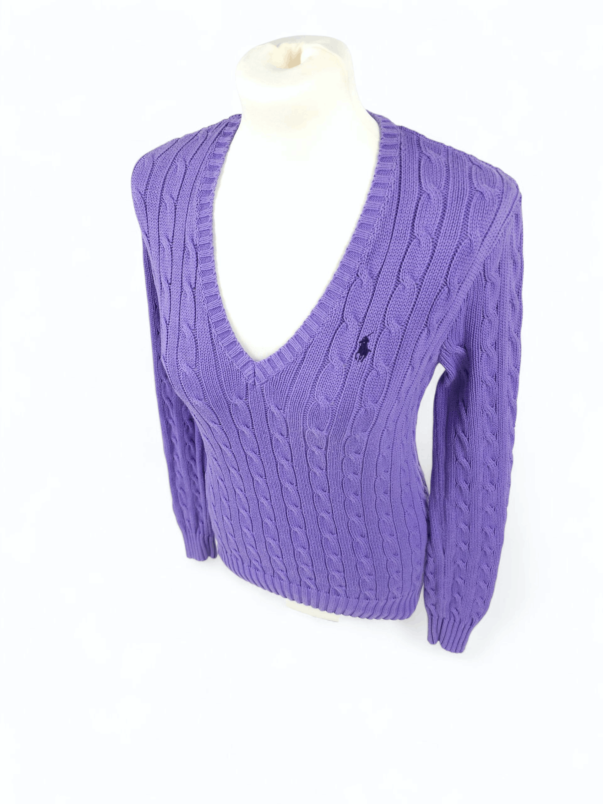 Polo Ralph Lauren 💎 Vintage Ralph Lauren Rope Cable Knit Basic Logo Sweater Size M / US 6-8 / IT 42-44 - 2 Thumbnail