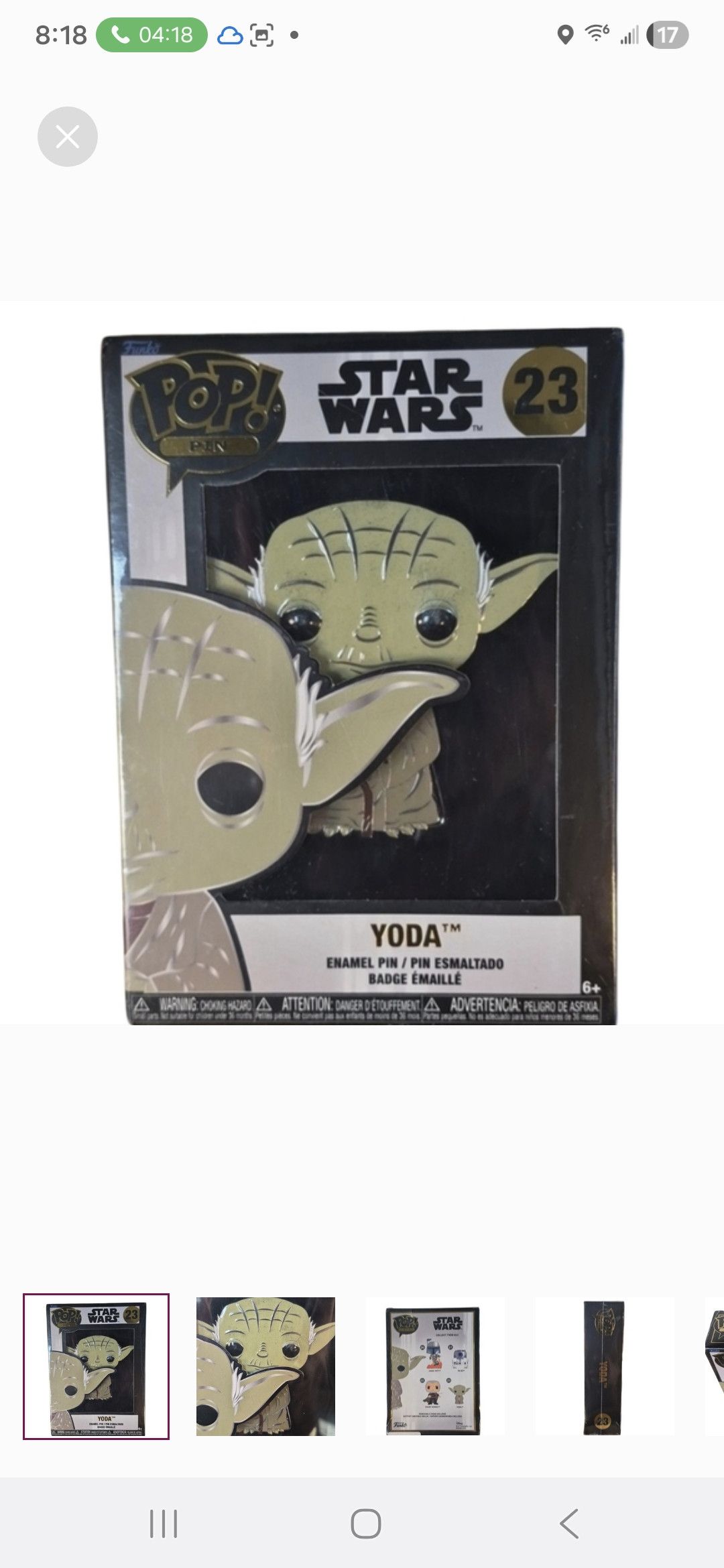 Other Funko × Star Wars POP PIN YODA Enamel Pin Size ONE SIZE - 1 Thumbnail