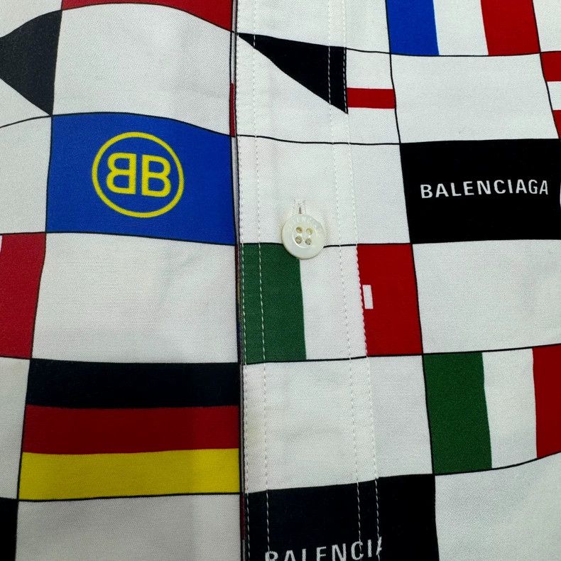 Balenciaga Balenciaga size 41 Flag Full Print Short Sleeve Shirt Size US S / EU 44-46 / 1 - 5 Thumbnail