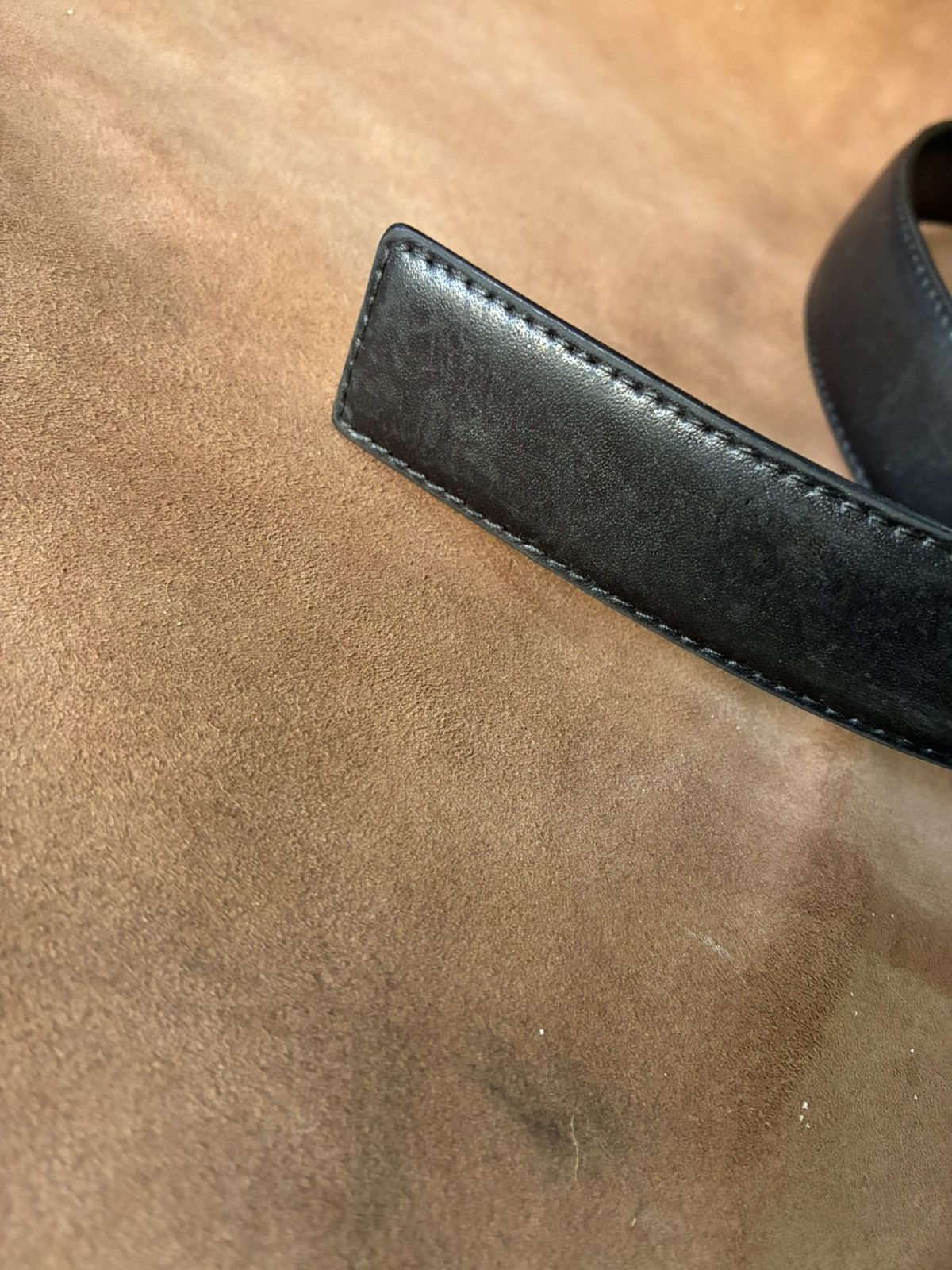 Burberry BURBERRY BLACK LEATHER BELT Size 38 - 4 Thumbnail