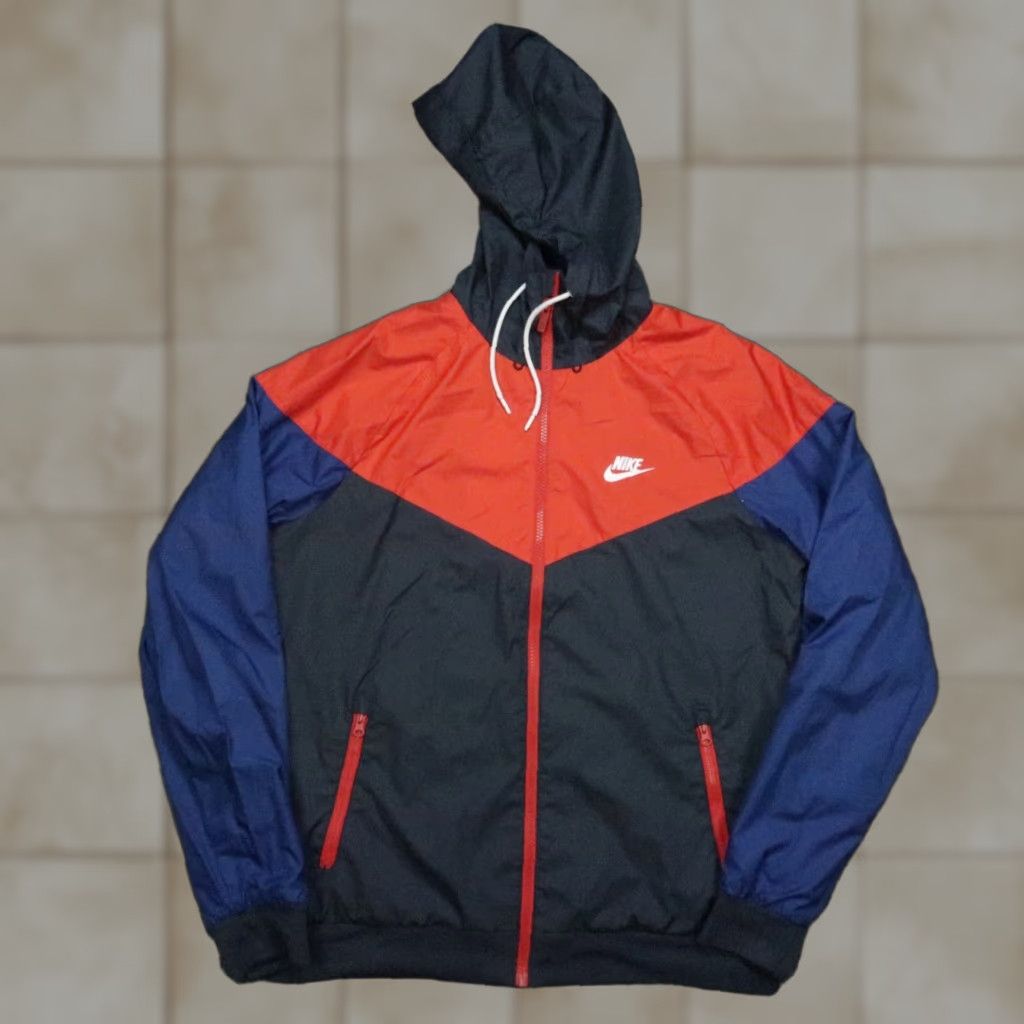 Nike Nike Jacket Mens Medium Blue Red Windrunner Colorblock Hooded Full Zip Pockets Softshell Badging: Swoosh, Windbreaker, Sportswear Size US M / EU 48-50 / 2 - 1 Thumbnail