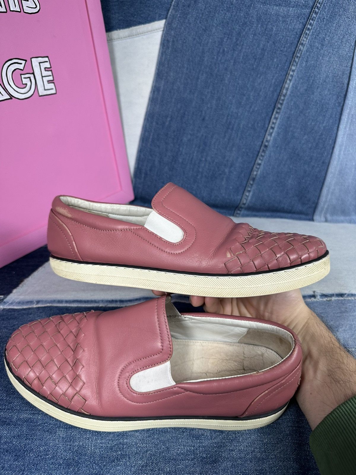 Bottega Veneta Bottega Veneta Intrecciato Slip-On Sneakers Pink Size US 8.5 / IT 38.5 - 18 Thumbnail