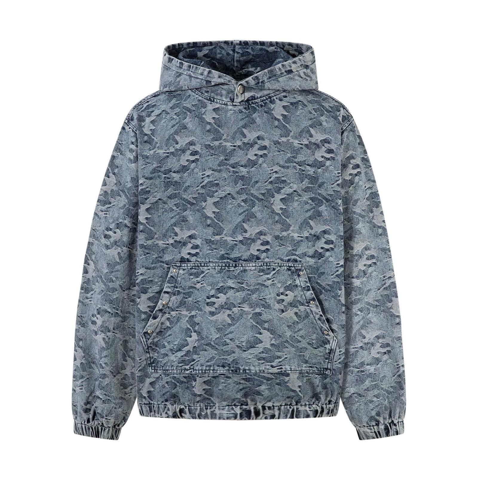 Japanese Brand Blue Camouflage Hooded Denim Hoodie, Casual Pullover Size US M / EU 48-50 / 2 - 1 Thumbnail