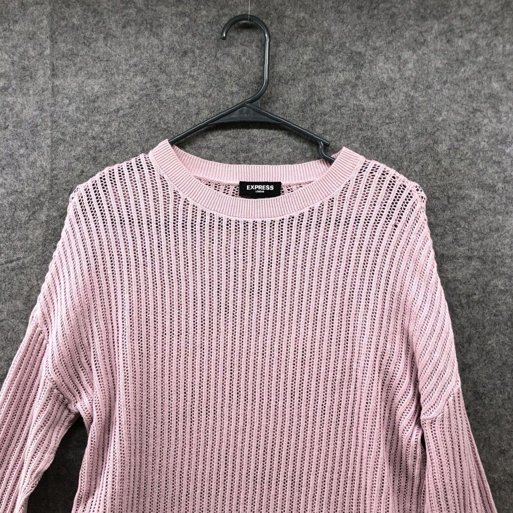 Express VINTAGE Express Tunic Sweater Womens XS Open Knit Cotton Pink Crewneck Longline Size XS / US 0-2 / IT 36-38 - 3 Thumbnail