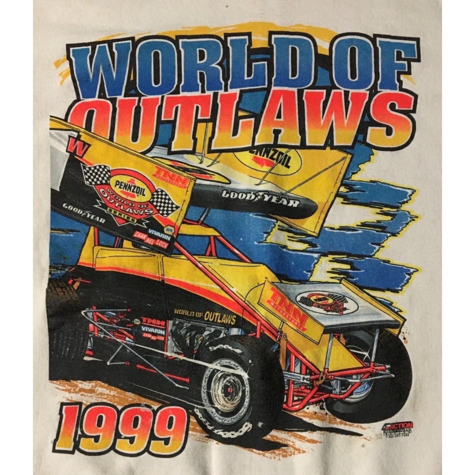 Vintage Vtg 90s World Of Outlaws Race Faded Distress AOP Sweatshirt 3X NASCAR Car Grunge-Shirt Mens 3XL White Racing Boxy Pullover Size US XXL / EU 58 / 5 - 3 Thumbnail