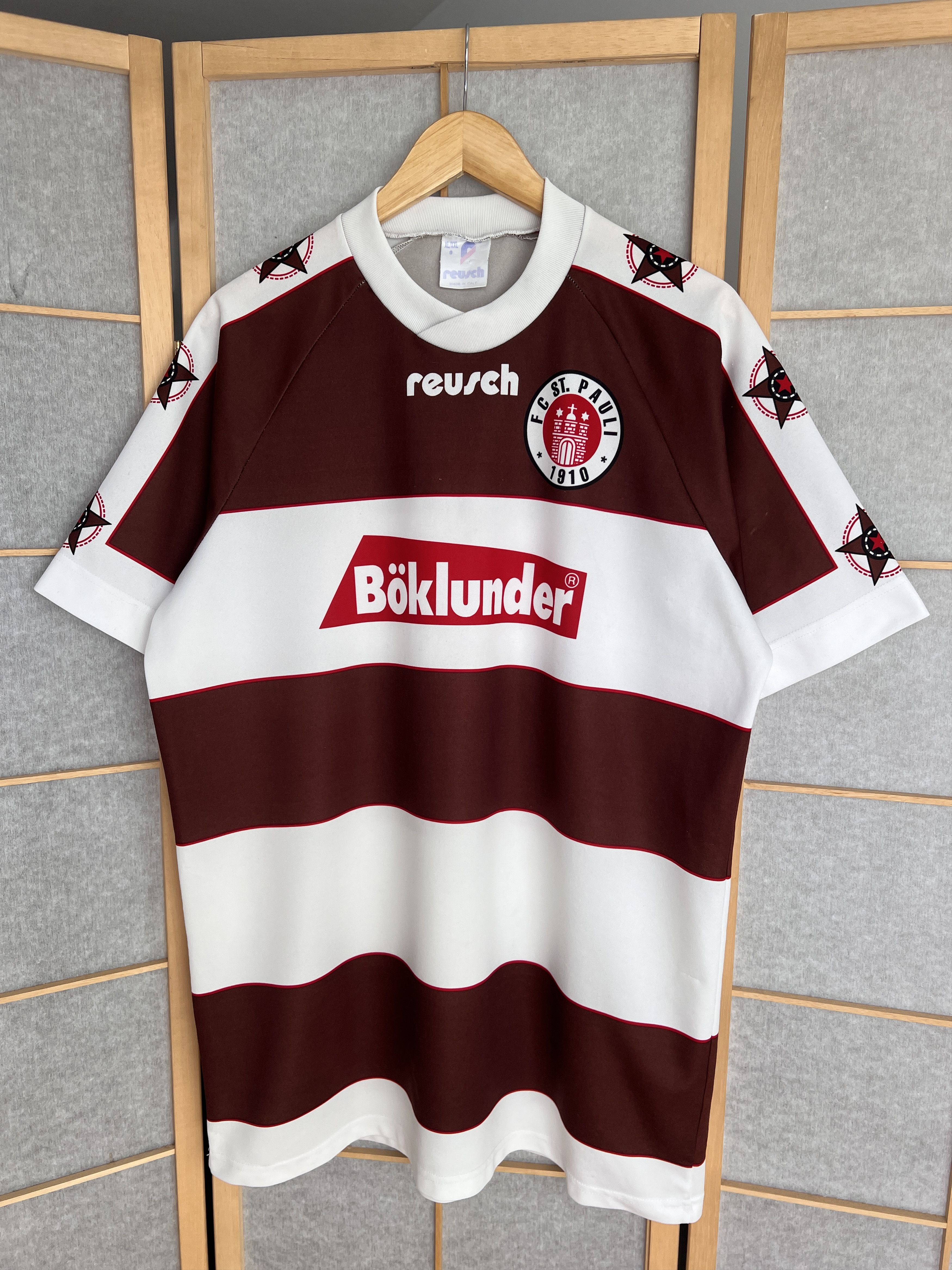 Other Rare! FC ST Pauli 1995 home striped football jersey reusch Size US XL / EU 56 / 4 - 1 Thumbnail