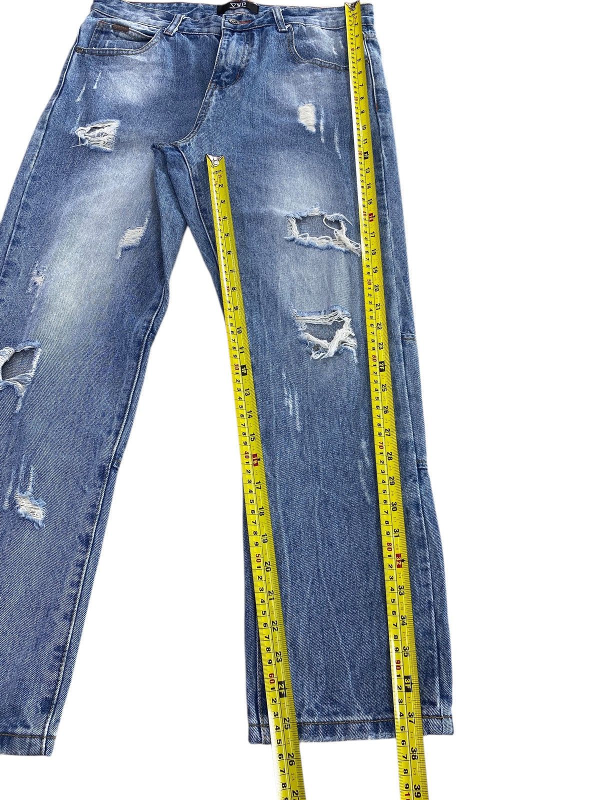 Playboy Playboy Acid Blue Wash Distressed Style Straight Cut Jeans Size US 32 / EU 48 - 8 Thumbnail