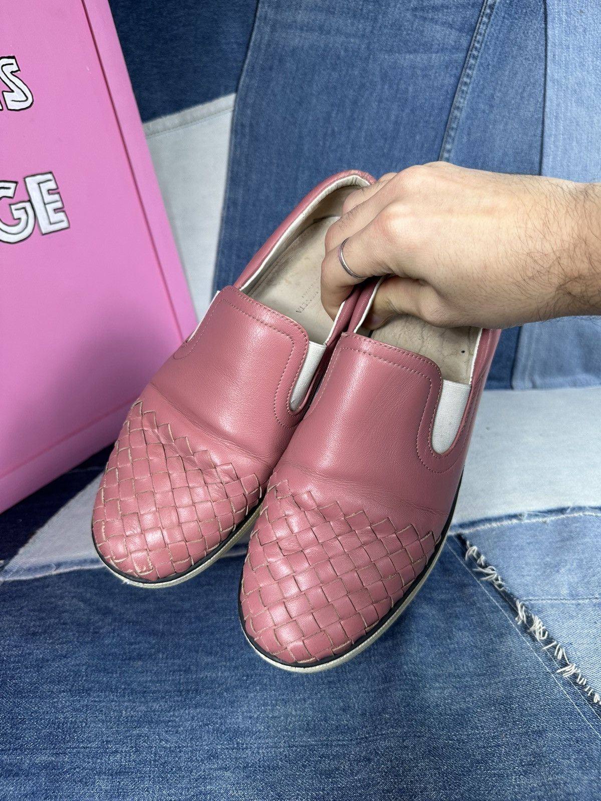 Bottega Veneta Bottega Veneta Intrecciato Slip-On Sneakers Pink Size US 8.5 / IT 38.5 - 13 Thumbnail