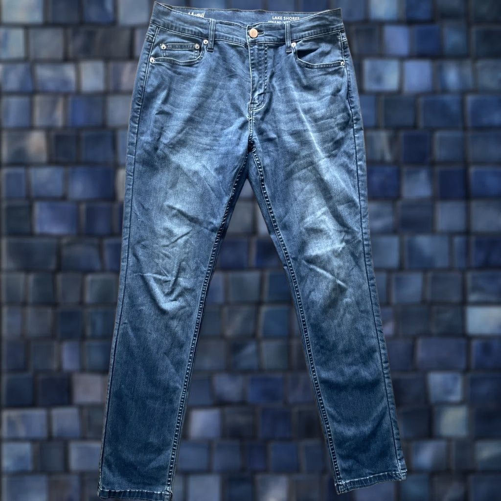 Denime Mugsy Jeans Lake Shores Slim Fit 33X34 Denim Blue Medium Rise 5-Pocket Mens Jeans Waist 33 Inseam 33 City College Hipster Waterfall Hawthorn? Size US 33 - 1 Thumbnail