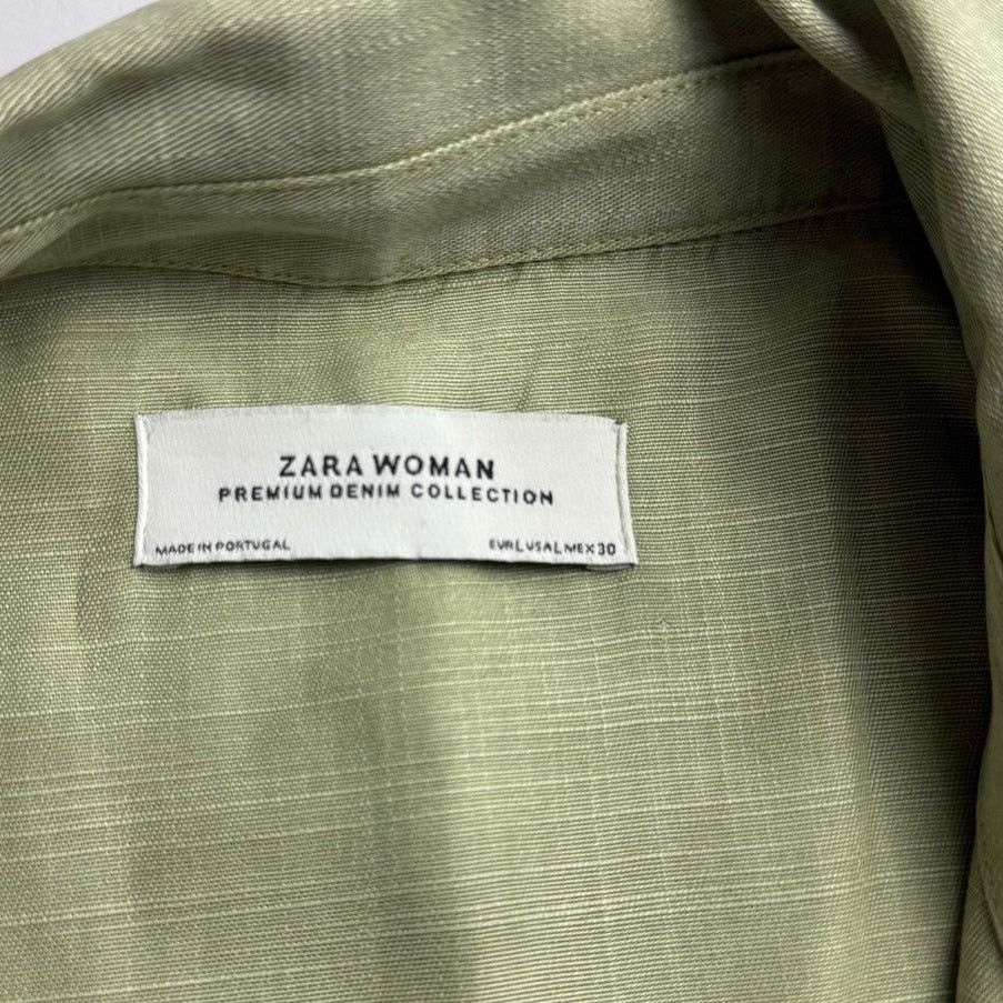 Zara Zara Military Green Tencel Chambray Tunic Dress - Large Size L / US 10 / IT 46 - 2 Thumbnail