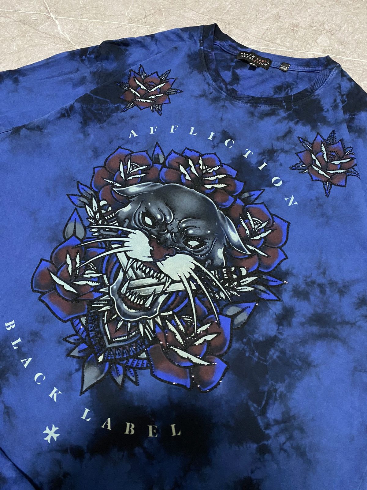 Affliction × Black Label Vintage Crazy Affliction Rare Black Label Tatto Skull Shirt Size US XXL / EU 58 / 5 - 3 Thumbnail
