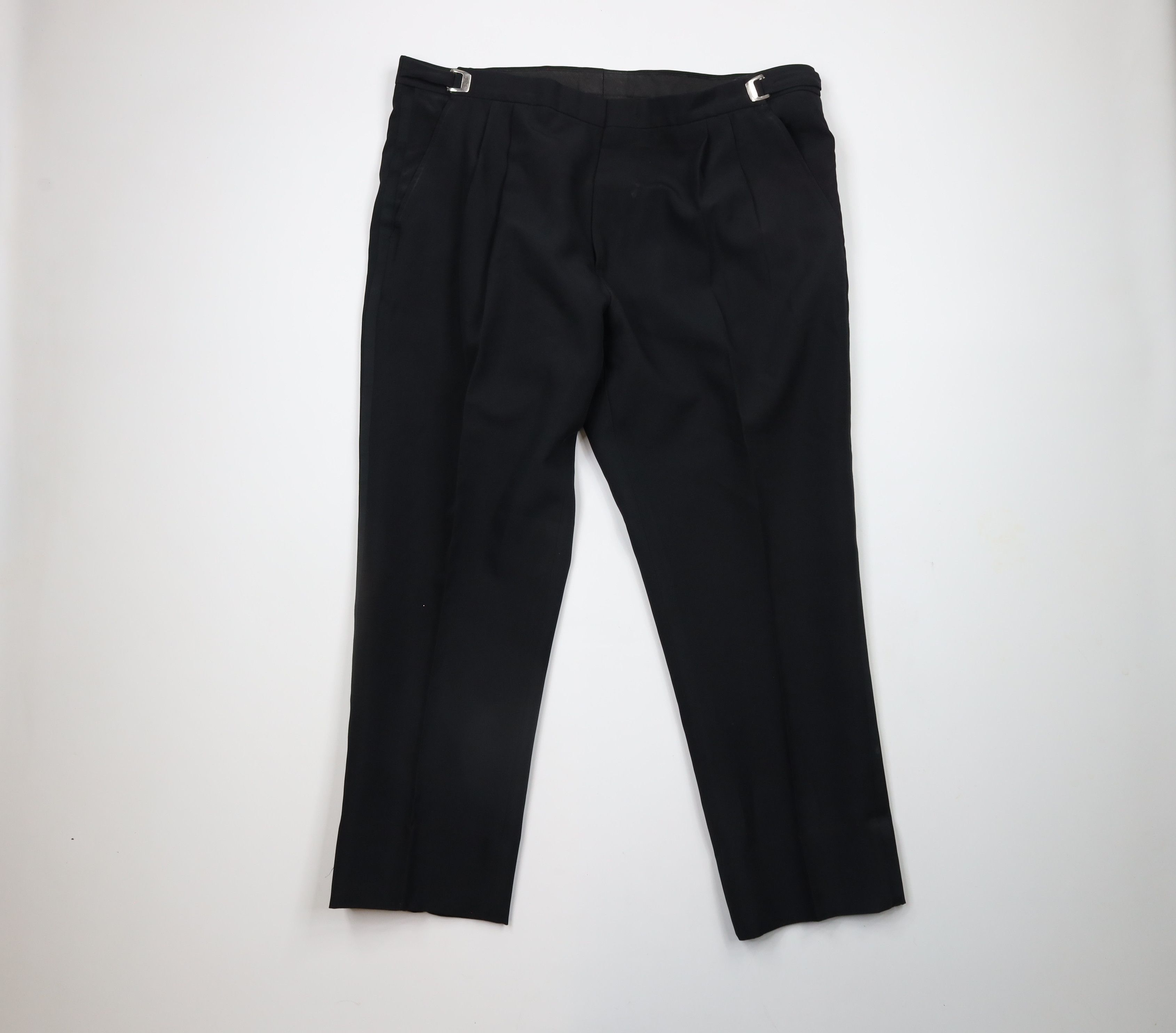Vintage Vintage 90s Satin Striped Buckle Waist Tuxedo Pants Black Size US 44 / EU 60 - 1 Thumbnail