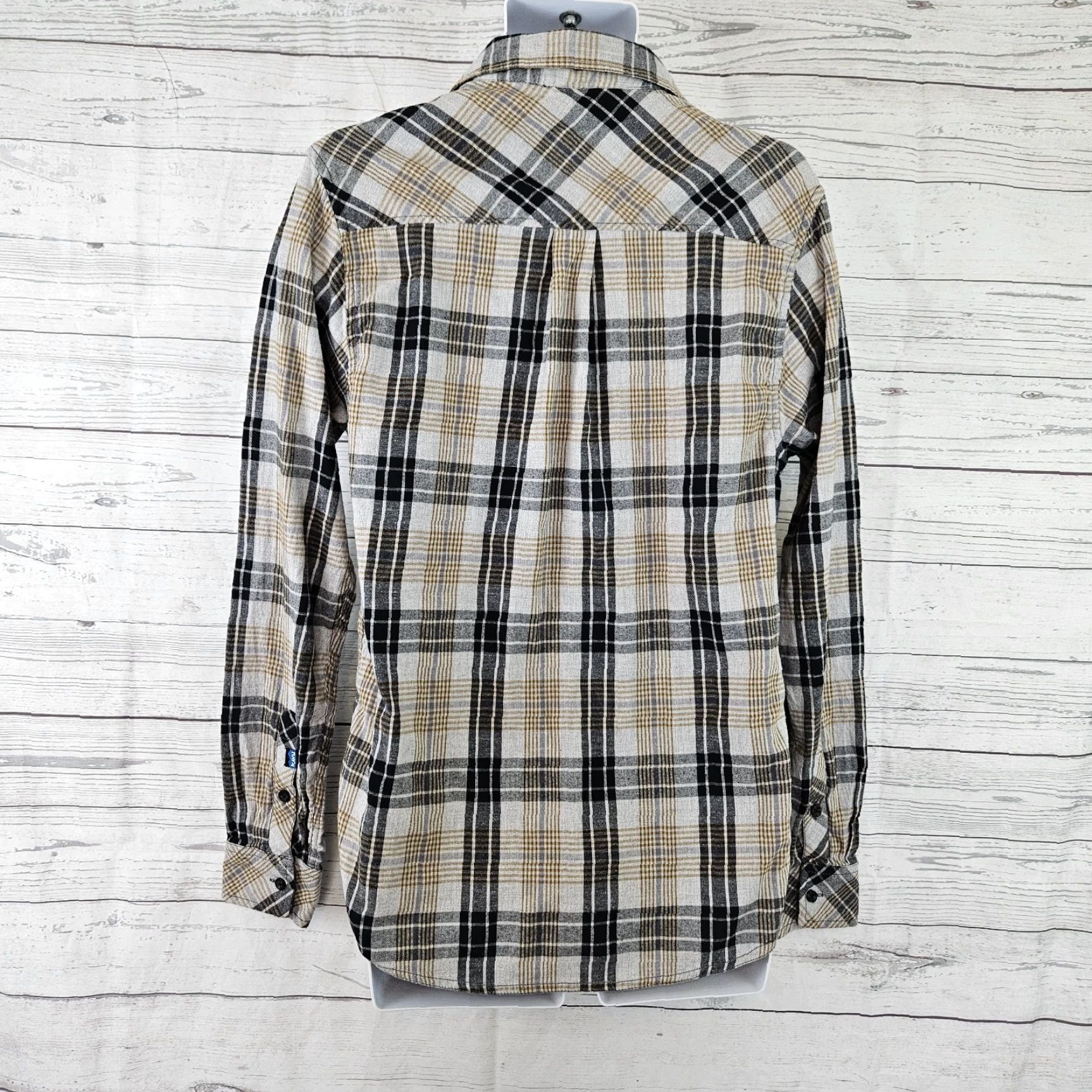KAVU Kavu Mens Button-Up Shirt Plaid Long Sleeve Cotton Sz M Gray Black Multicolor Pattern Size US M / EU 48-50 / 2 - 3 Thumbnail