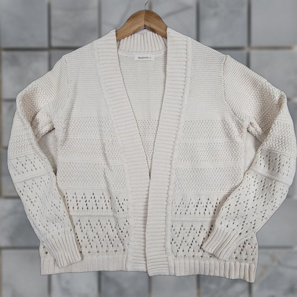 Vintage VINTAGE Woolovers Cardigan Womens M Ivory Sweater Cable Knit Long Sleeve 100% Wool Prep Size M / US 6-8 / IT 42-44 - 1 Thumbnail