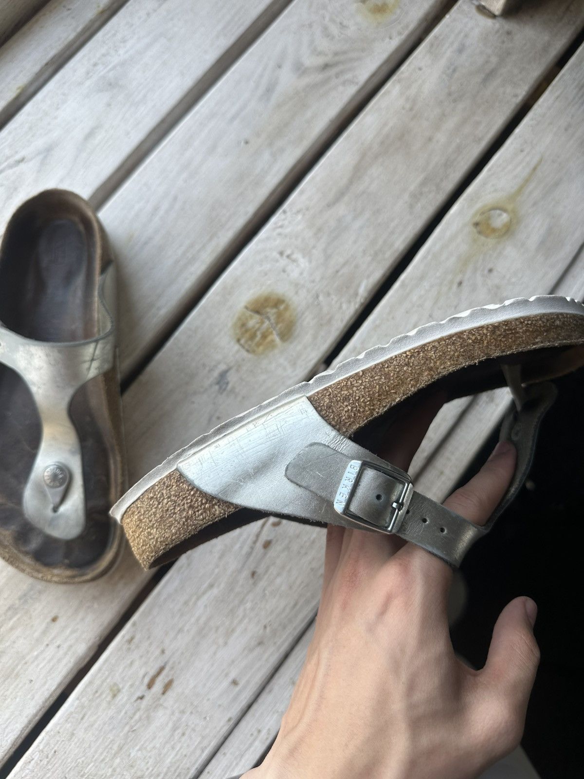 Birkenstock 🚨Vintage Birkenstock 38 silver Luxe Sandals rare slides Size US 8 / IT 38 - 12 Thumbnail