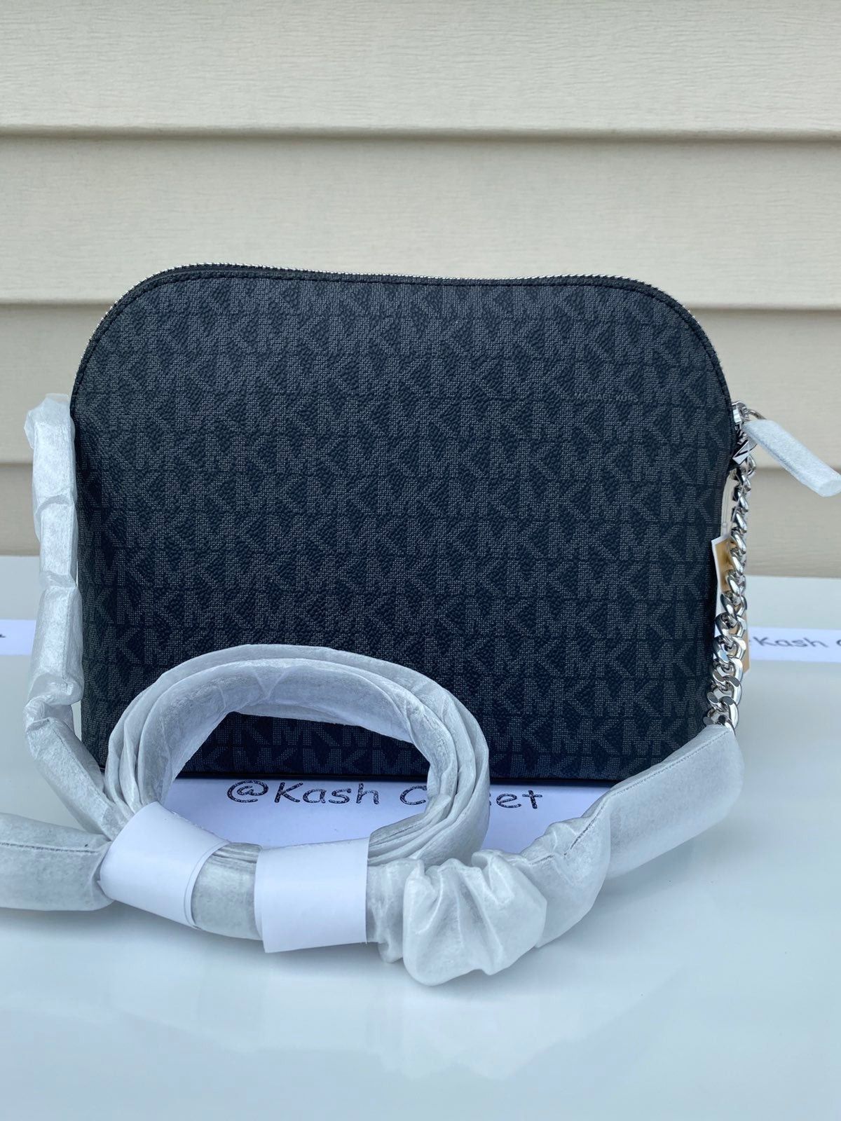 Michael Kors Dome Crossbody Purse Medium Jet Set MK Signatu