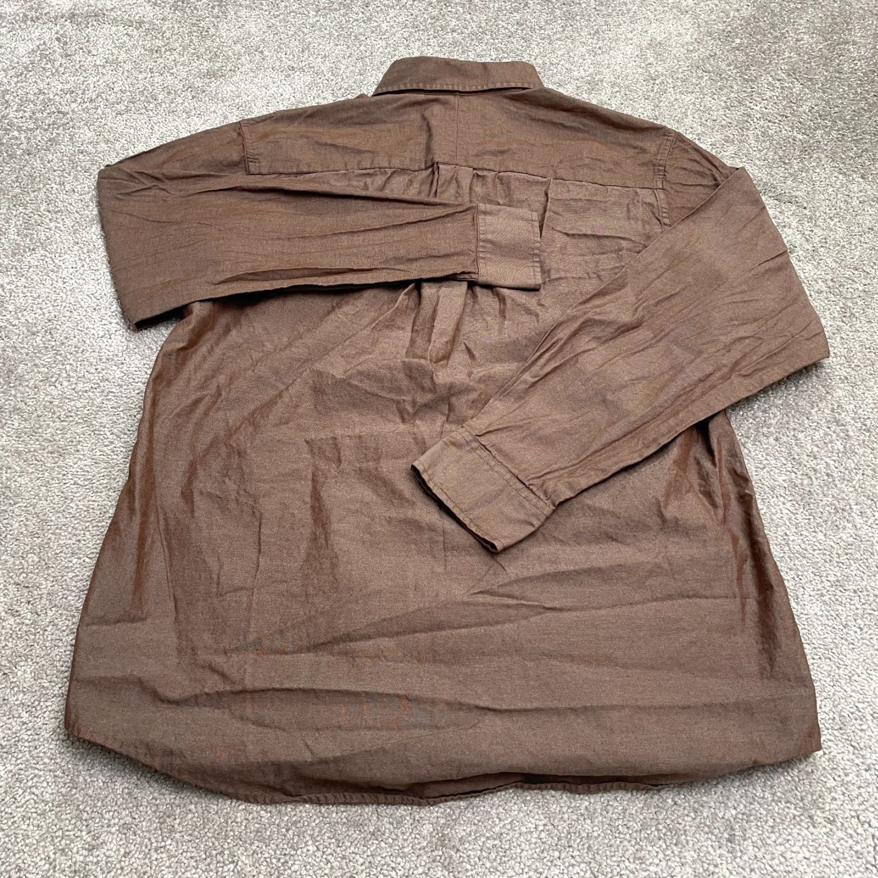 Club Room Club Room Shirt Mens 15 1/2 34/33 Brown Cotton Work Dress Oxford 80's Pinpoint Size 40R - 2 Thumbnail