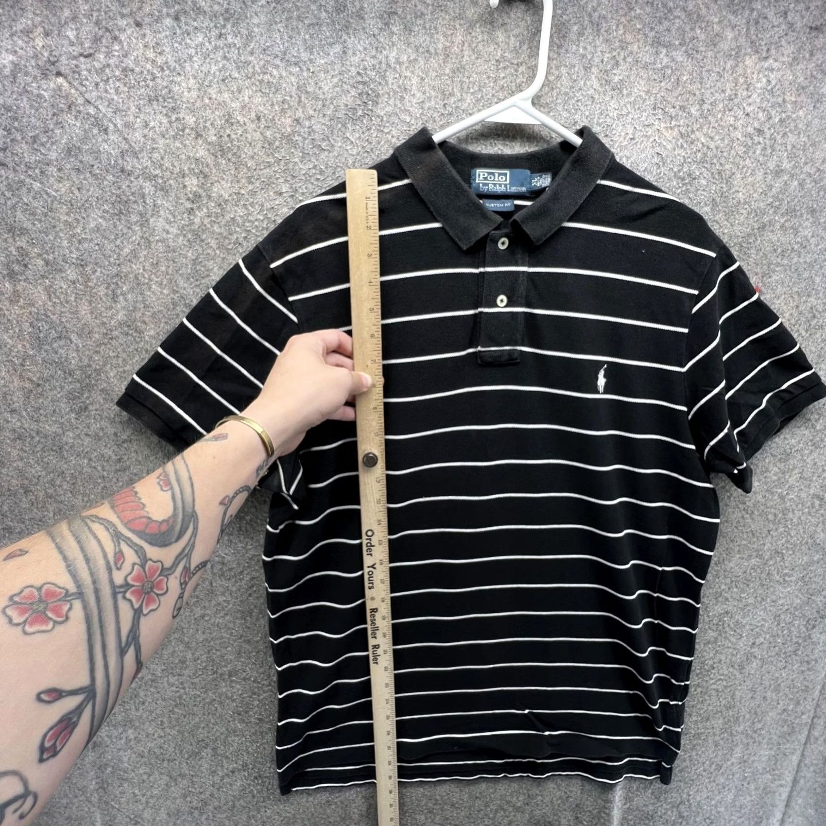 Polo Ralph Lauren VINTAGE Polo Shirt Polo Ralph Lauren Men XL Black Stripe Pony Pique Custom Fit Short Sleeve Button Logo Catwalk Casual Business Mens Size US XL / EU 56 / 4 - 6 Thumbnail