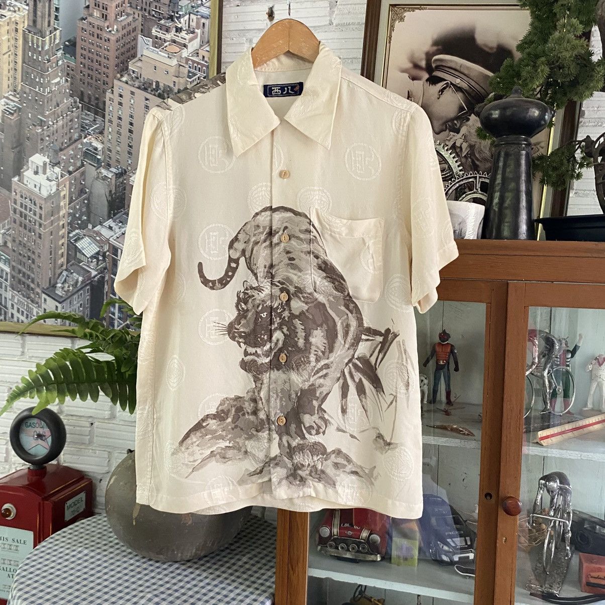 Designer Japan Brand Ivory Ink Tiger Shirt Size US M / EU 48-50 / 2 - 1 Thumbnail