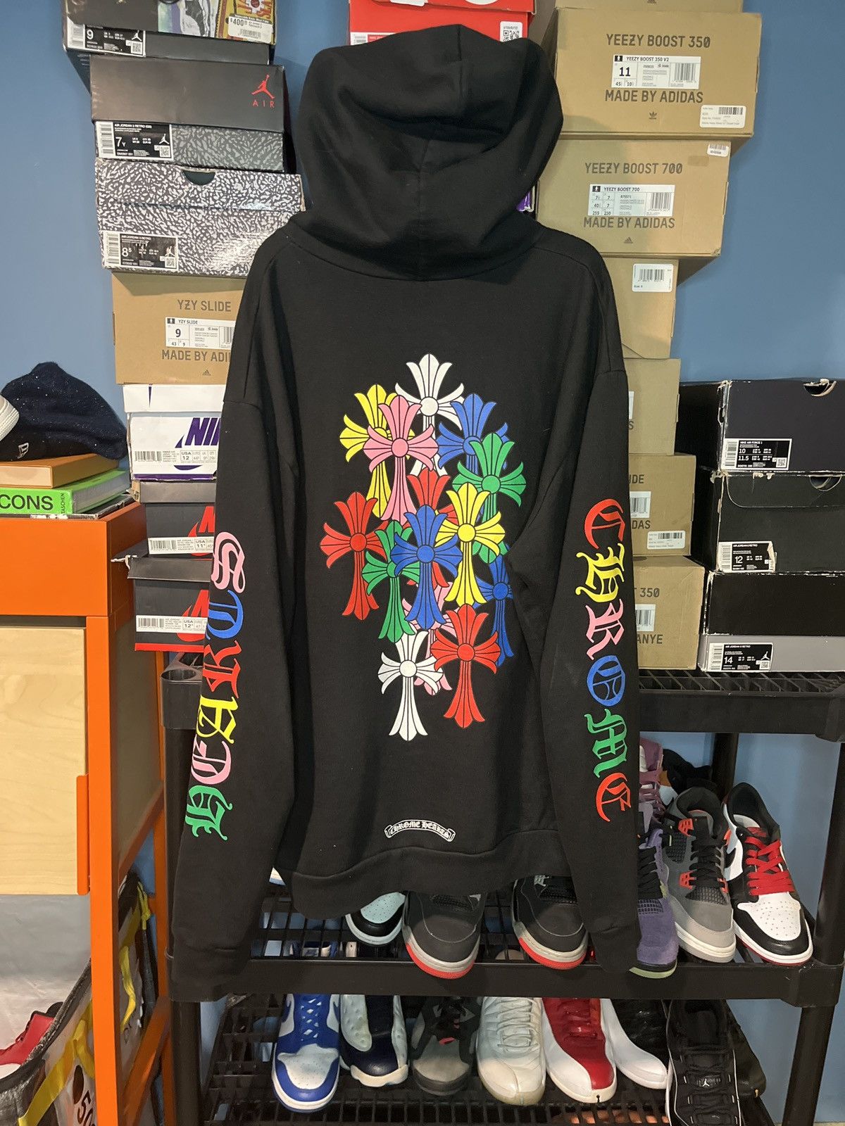 パーカー・フーディ Chrome Hearts / Multi Color Cross Cemetery Hoodie Black Chrome Hearts Multi-Color Cemetery Cross Logo Zip Up Hoodie