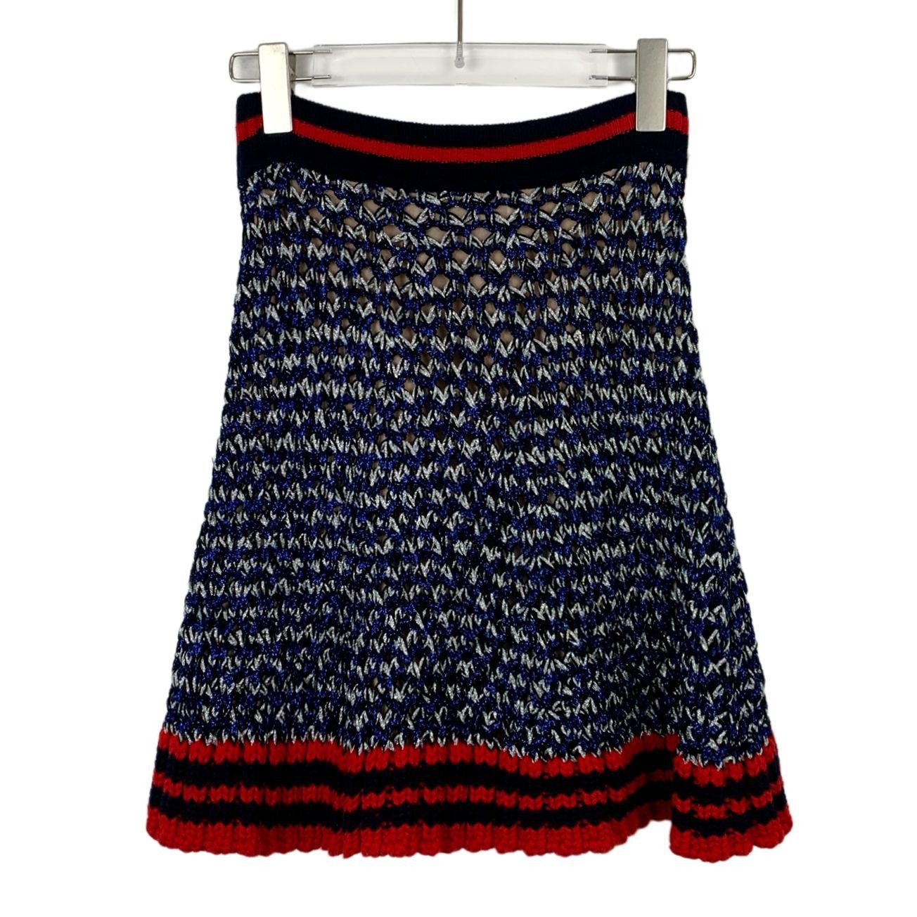 Gucci Gucci Red & Black Color-Blocked Woven Cotton Skirt (Size XS) Size 26" / US 2 / IT 38 - 7 Thumbnail