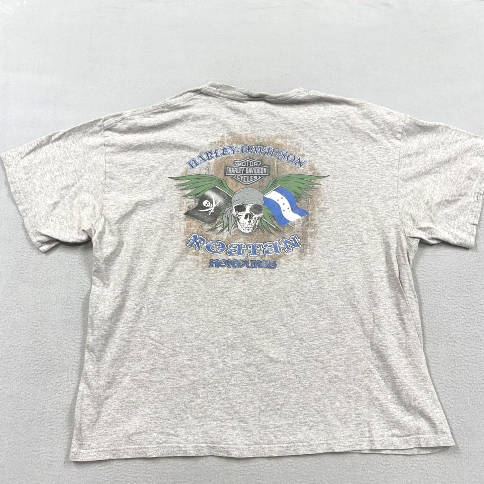 Harley Davidson Harley-Davidson Shirt Mens XL Gray Roatan Honduras Skull Pirate Graphic Tee Size US XL / EU 56 / 4 - 5 Thumbnail