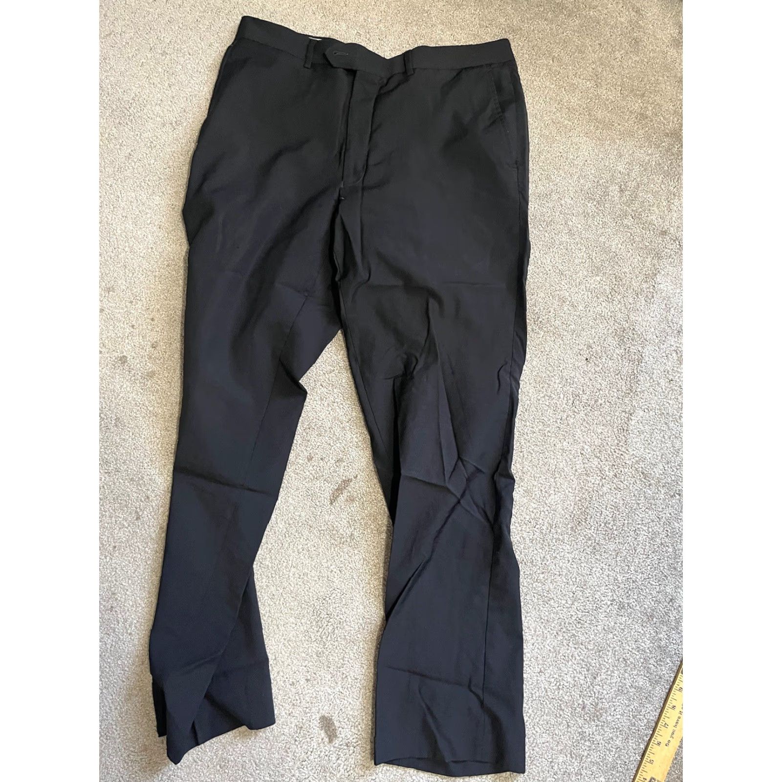 Saks Fifth Avenue Saks Fifth Avenue Slim Fit Wool Black Trousers Pants 36x30 Flat Front Old Money Men Dress Pants Slim Front Black Wool 36 Regular Mens Size US 36 / EU 52 - 3 Thumbnail