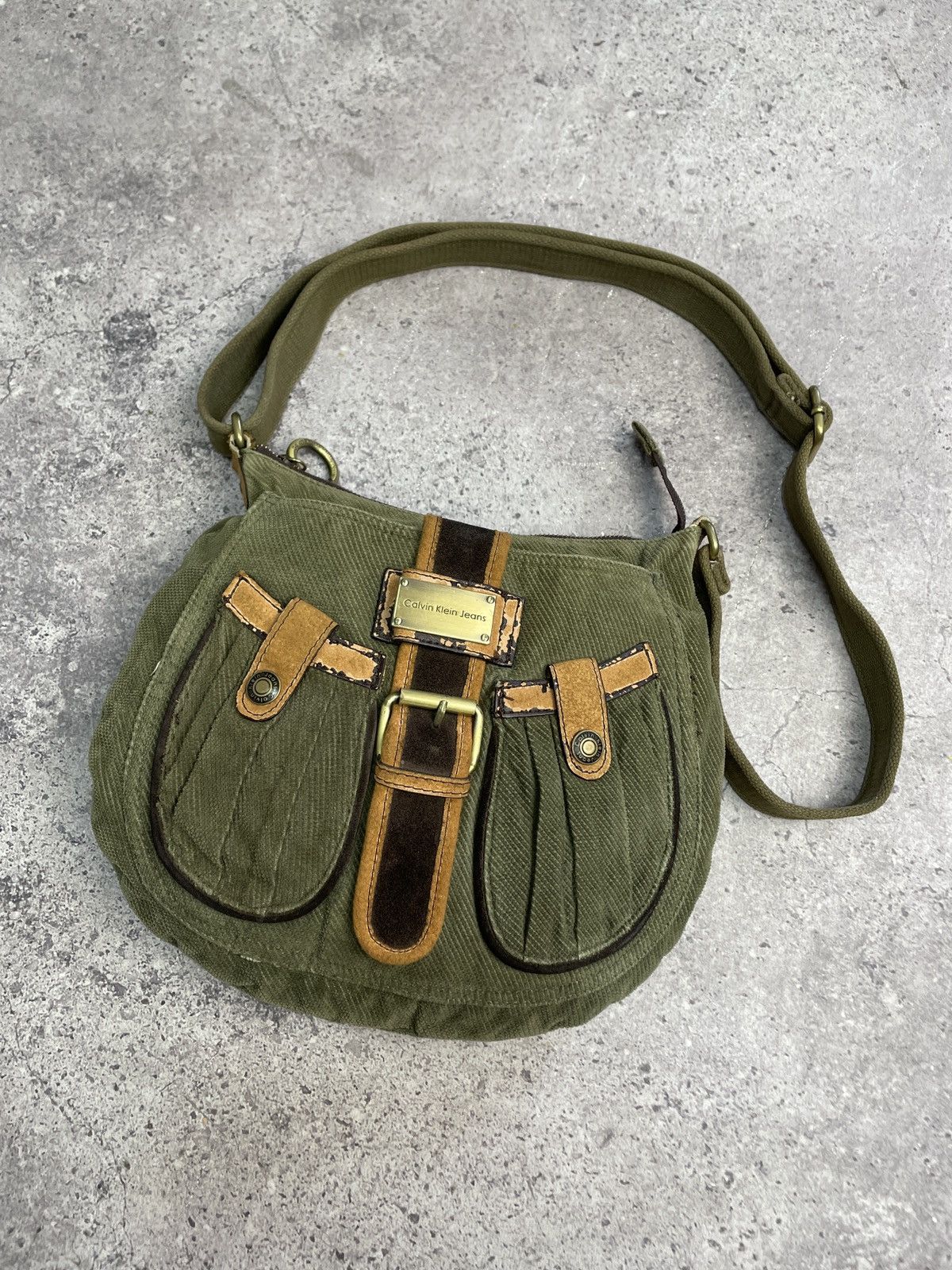 Vintage Y2K Calvin Klein 00s Velvet Leather Bag Kmrii Style