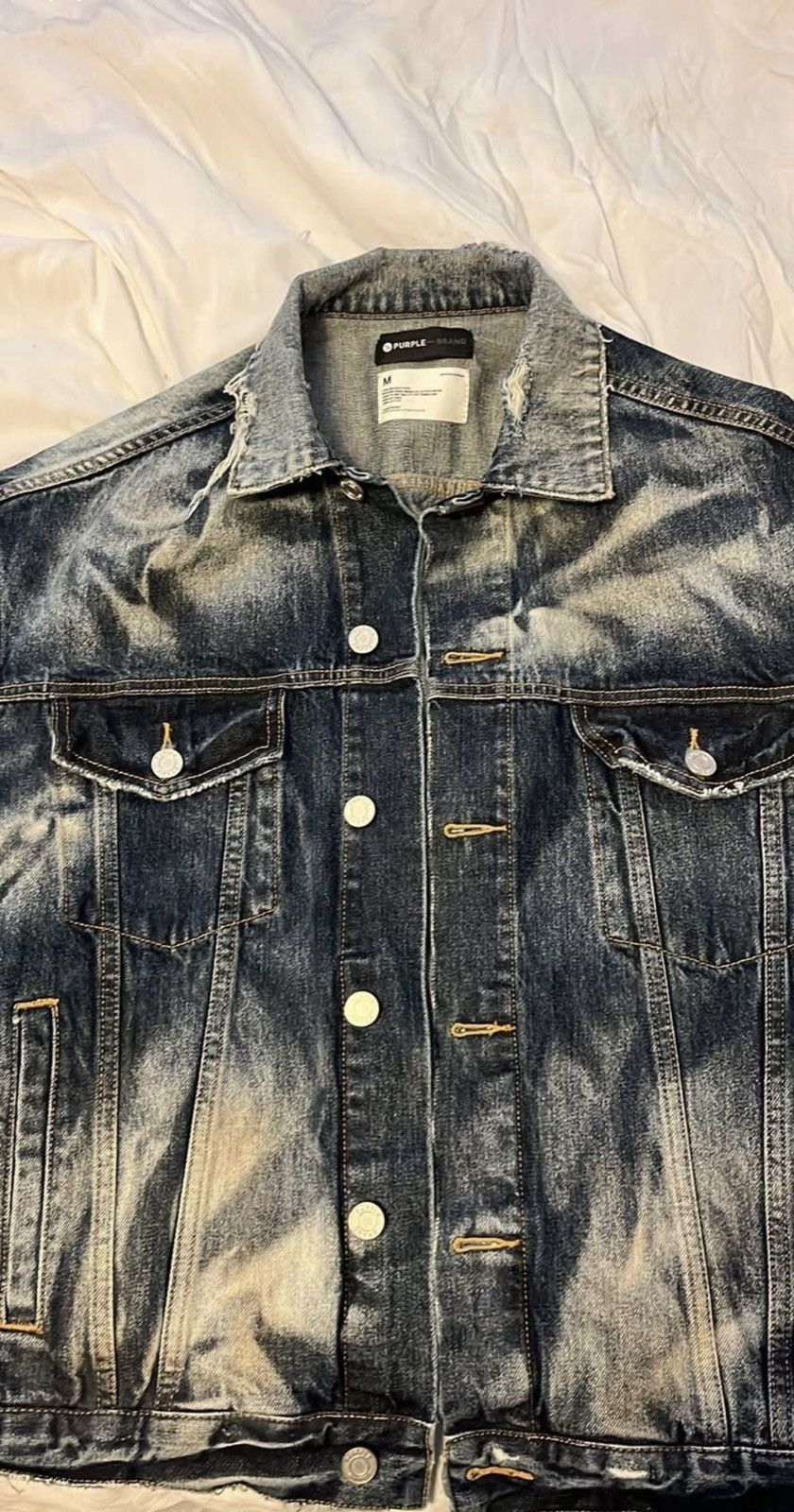 Purple Brand Purple Brand SAMPLE Blue Acid Wash Distressed Jean Jacket Size US M / EU 48-50 / 2 - 7 Thumbnail