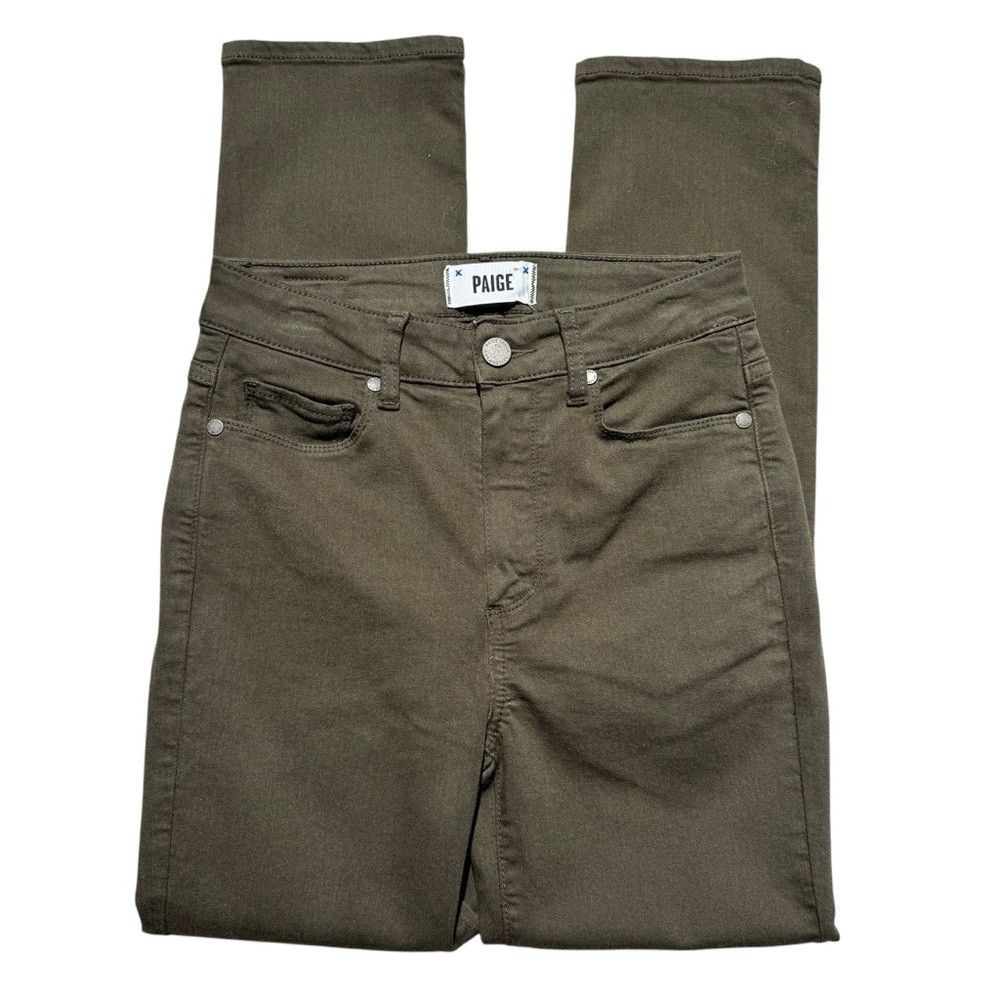 Paige New PAIGE Straight Leg Stretch Olive Jeans Size 27 Size 27" / US 4 / IT 40 - 2 Thumbnail