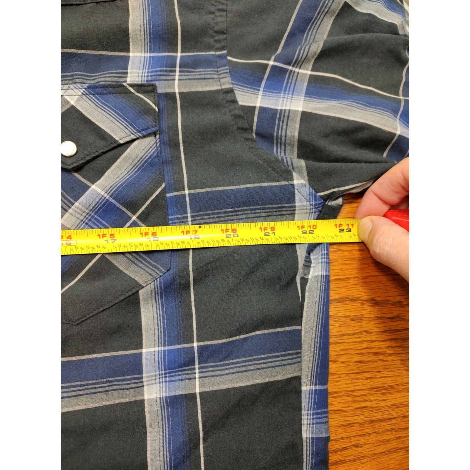 Wrangler VINTAGE Wrangler Cowboy Shirt Plaid Pearl Snap Long Sleeve Mens 16 X-Long Tails Size US L / EU 52-54 / 3 - 7 Thumbnail