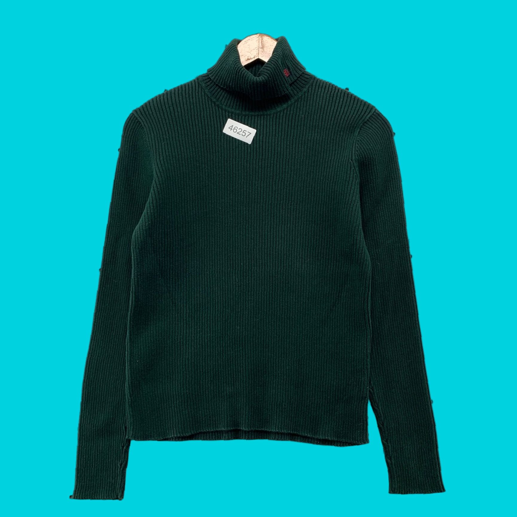 Ralph Lauren VINTAGE Lauren Ralph Lauren Sweater Womens Medium Green Rib Knit Turtleneck Made Japan Size M / US 6-8 / IT 42-44 - 1 Thumbnail