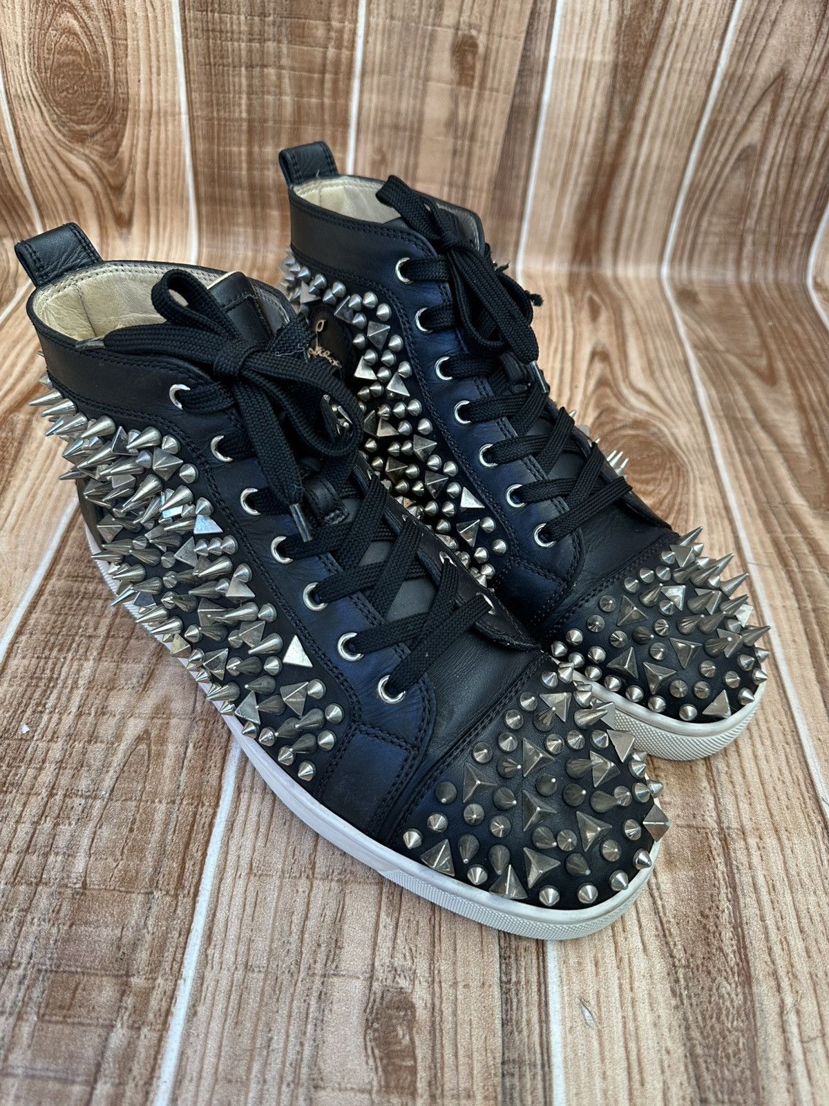 Christian Louboutin Christian Louboutin Louis Spikes Black Hightop Sneaks Size US 7.5 / EU 40-41 - 1 Thumbnail
