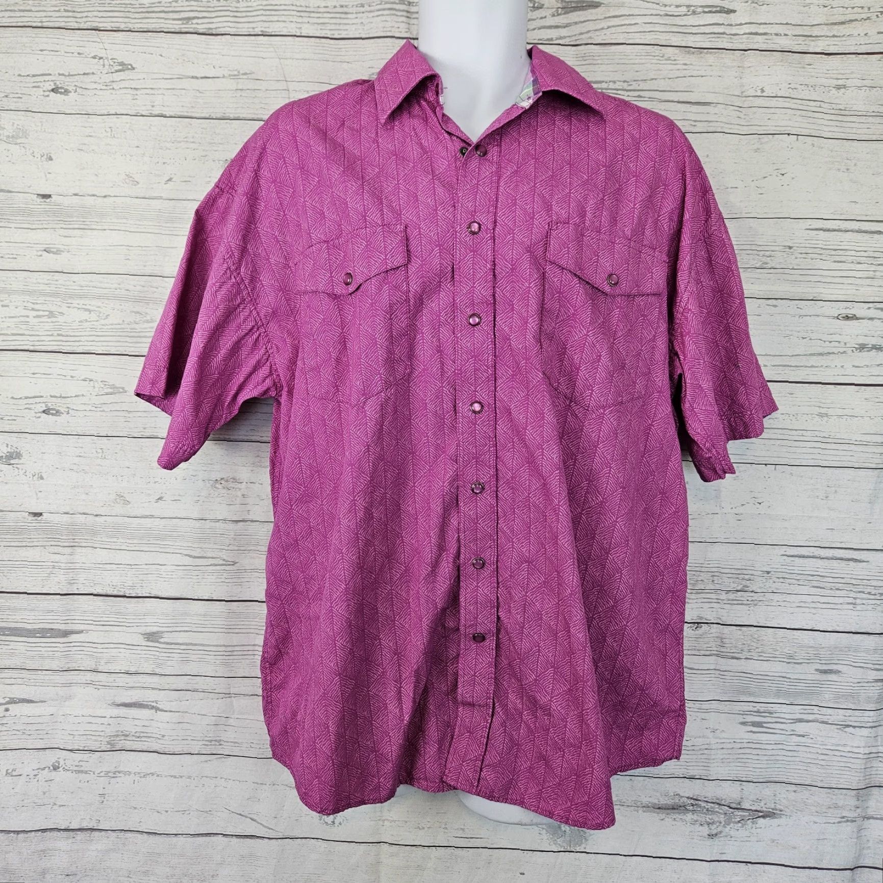 Vintage VINTAGE Panhandle Mens Pearl Snap Shirt Sz Large Pink Short Sleeve Cotton Size US L / EU 52-54 / 3 - 2 Thumbnail