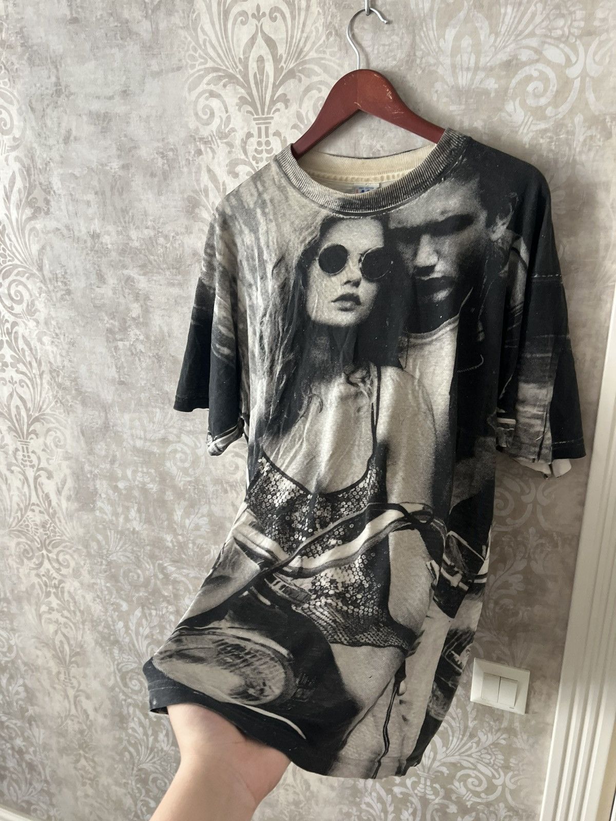Vintage Vintage 90s All Over Print Biker Tee Graphic Harley Style Size US XL / EU 56 / 4 - 14 Thumbnail