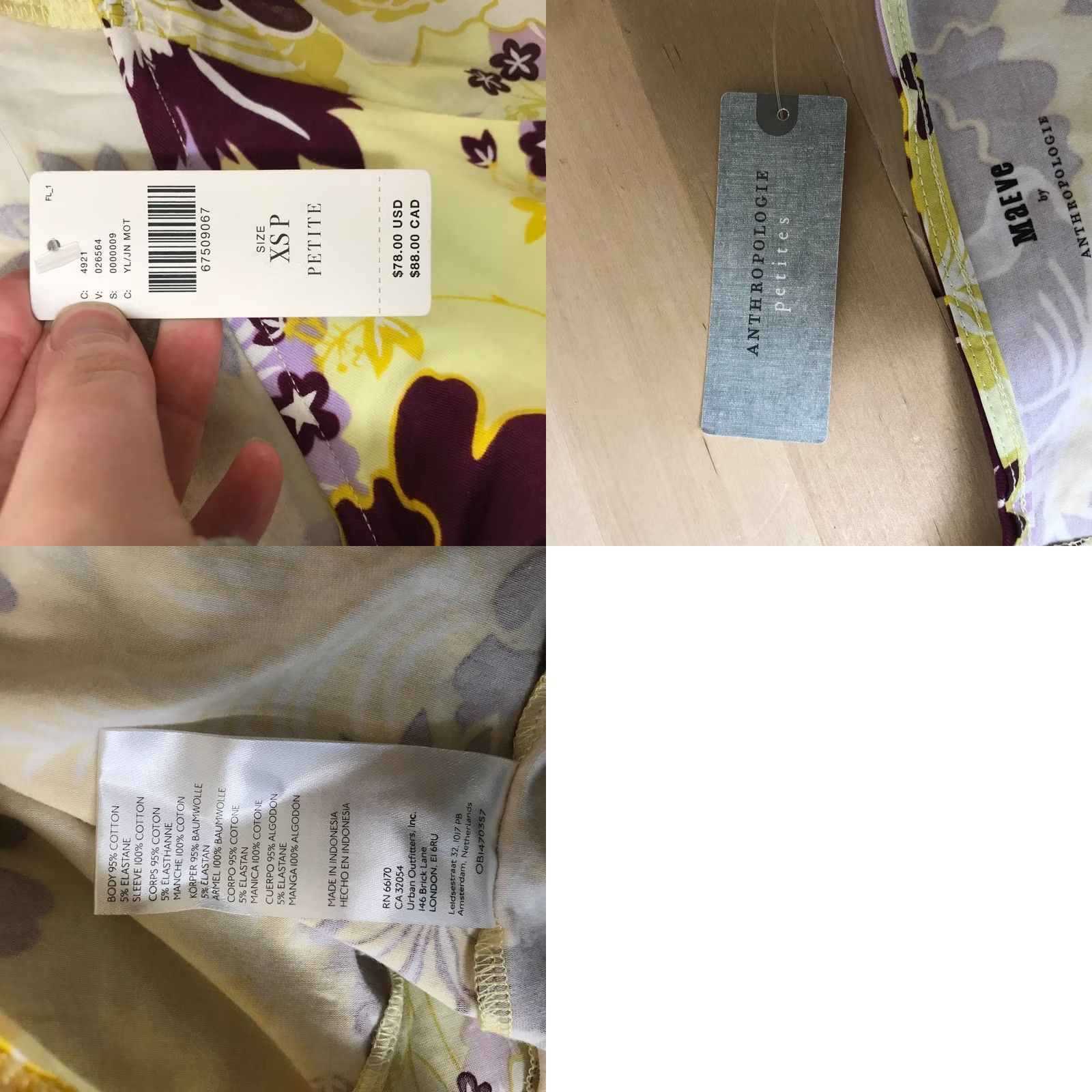 Anthropologie Maeve Anthropologie Yellow Floral Ruched Drawstring Crop Top PXS Adult Womens Size XS / US 0-2 / IT 36-38 - 8 Thumbnail