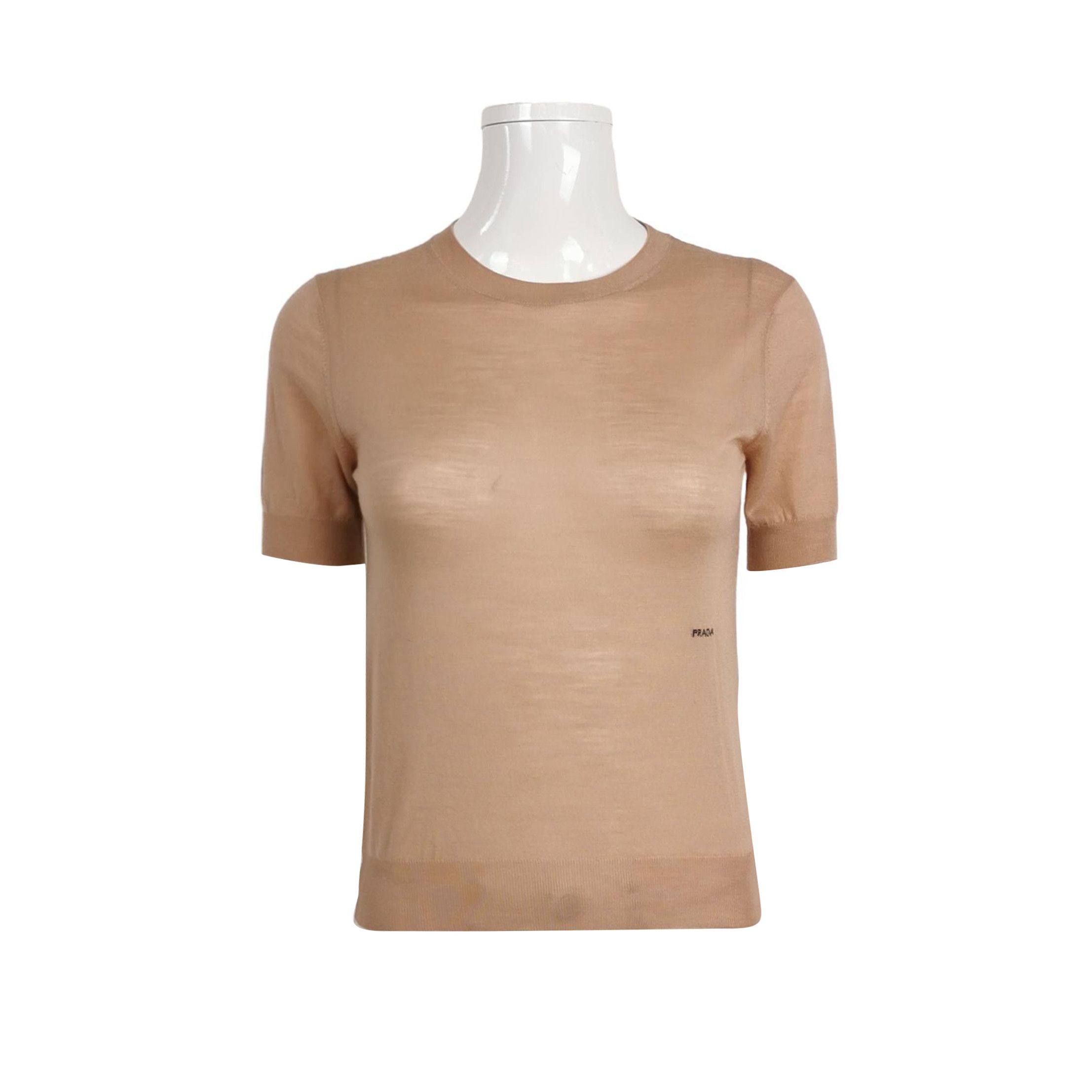 Prada Prada Wool Logo Short Sleeve Knit Top 0089 Size S / US 4 / IT 40 - 1 Thumbnail