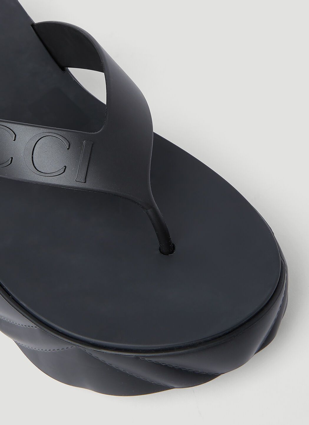Gucci o1s1wg110425 Women's Thong Platform Sandals in Black Size US 7 / IT 37 - 6 Thumbnail