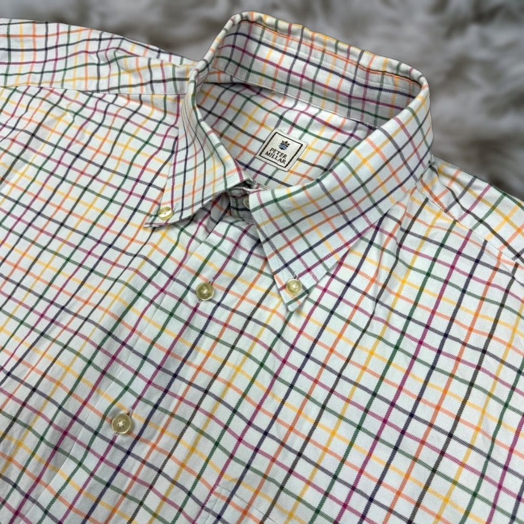 Peter Millar Shirt Men Large Multicolor 100% Cotton L/S Button Plaid