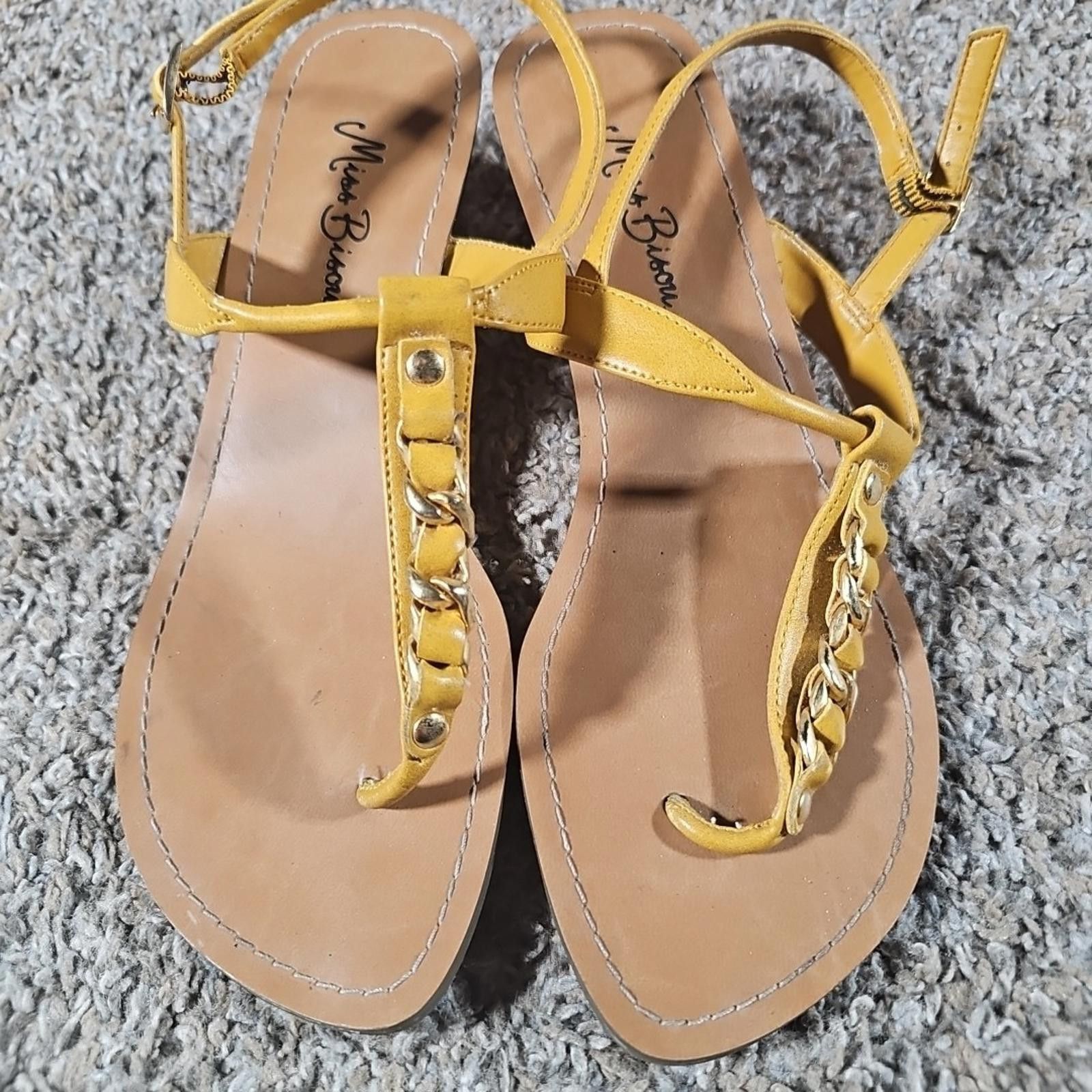 Other miss bisou 022-6630 8M Yellow Strap Wedge Sandal Size US 8 / IT 38 - 2 Thumbnail
