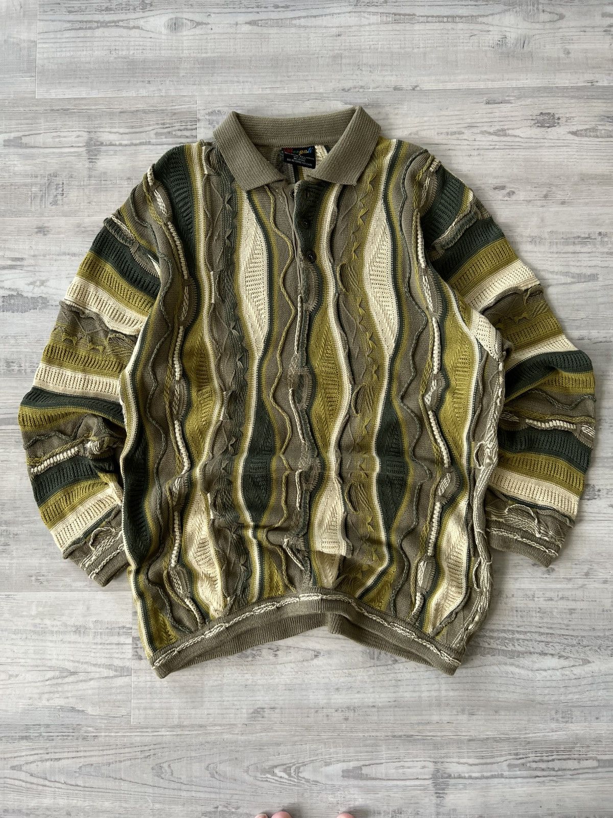 Coogi Vintage 90's Coogi Style Tundra Polo 3D Knit Sweater Size US L / EU 52-54 / 3 - 2 Thumbnail