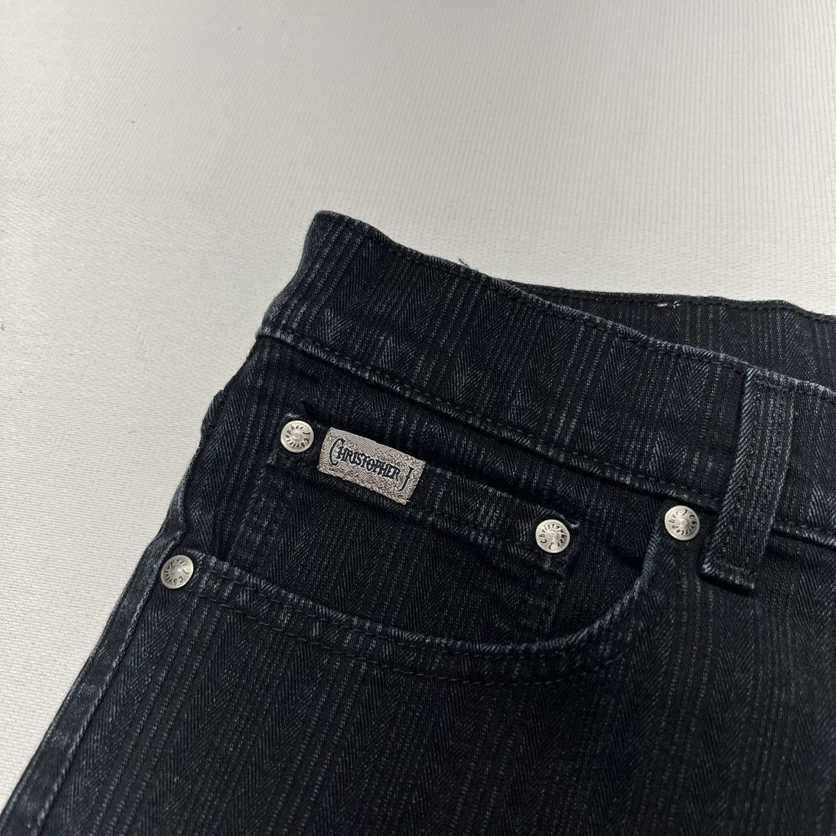 Vintage Christopher J Jeans Black Denim Y2K Grunge Baggy Faded Wide Size US 34 / EU 50 - 5 Thumbnail