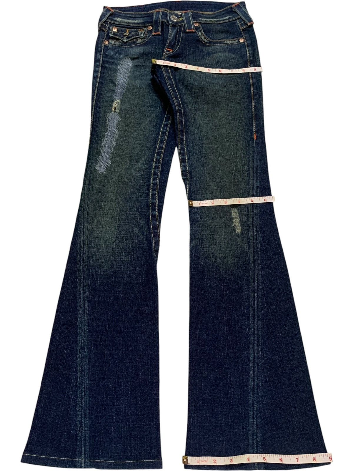 True Religion Vintage USA True Religion Mud Wash Distressed Flare Jeans Size 26" / US 2 / IT 38 - 16 Thumbnail